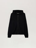 PALM ANGELS Back Curved Logo Knit Hoodie BLACK OFF WHITE PMHU02CS26KNI001