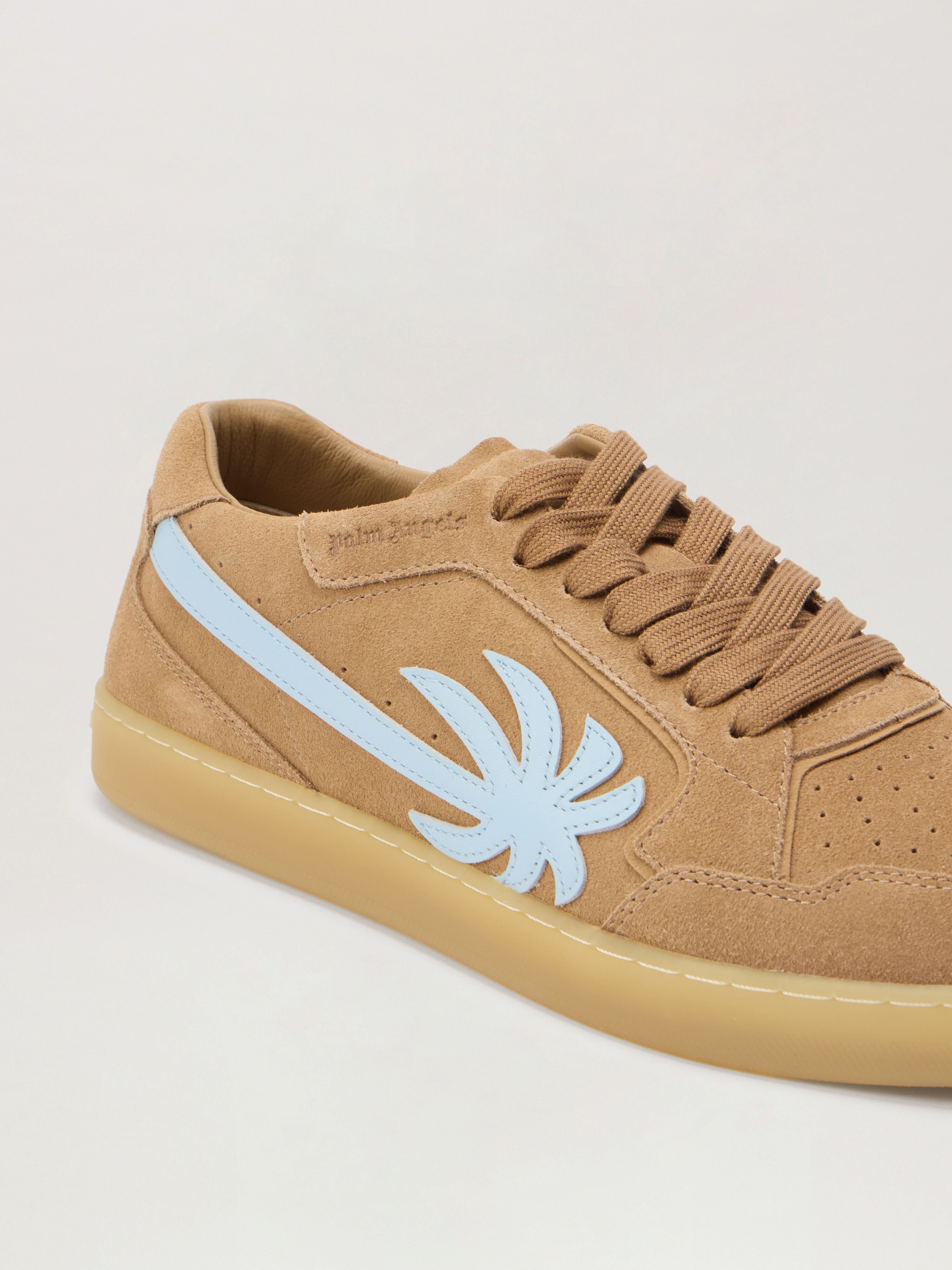 PALM ANGELS New Palm 1 Suede Sneakers CARAMEL - BABY BLUE PMIA099F25LEA002