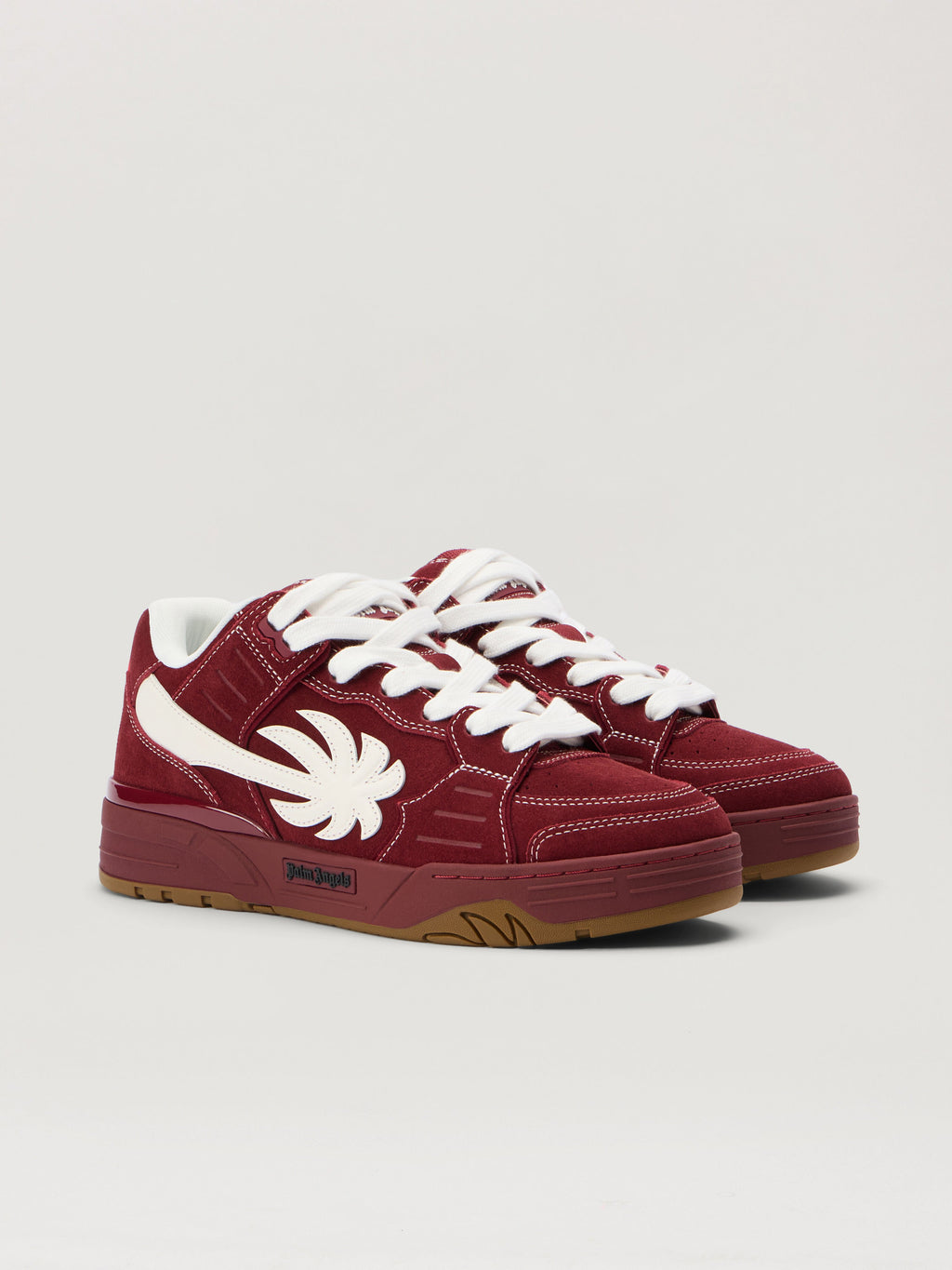 PALM ANGELS Venice Suede Sneakers BURGUNDY - WHITE PMIA101F25LEA003