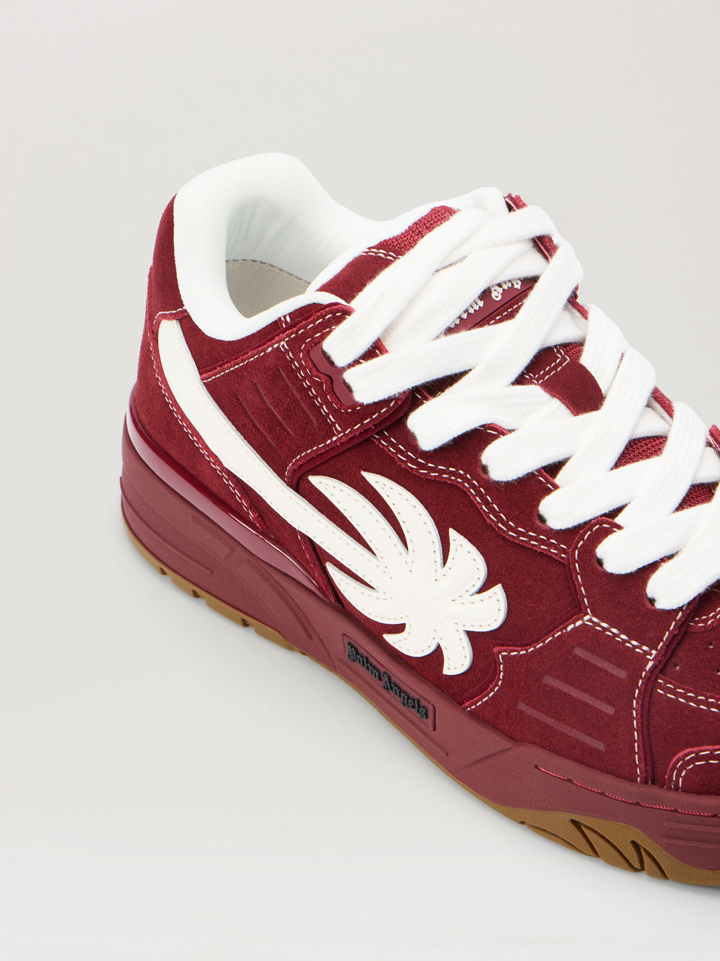 PALM ANGELS Venice Suede Sneakers BURGUNDY - WHITE PMIA101F25LEA003