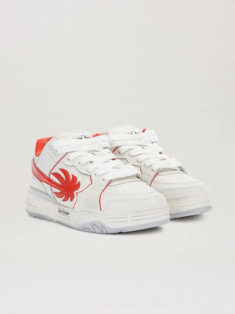 PALM ANGELS  VENICE WORN OUT SNEAKERS WHITE - CORAL R WHITE - CORAL RED PMIA101S25LEA002