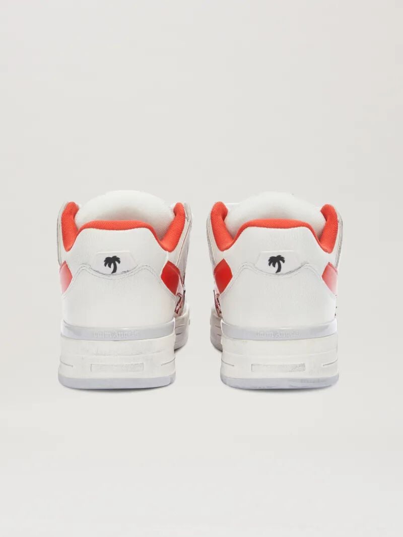 PALM ANGELS  VENICE WORN OUT SNEAKERS WHITE - CORAL R WHITE - CORAL RED PMIA101S25LEA002