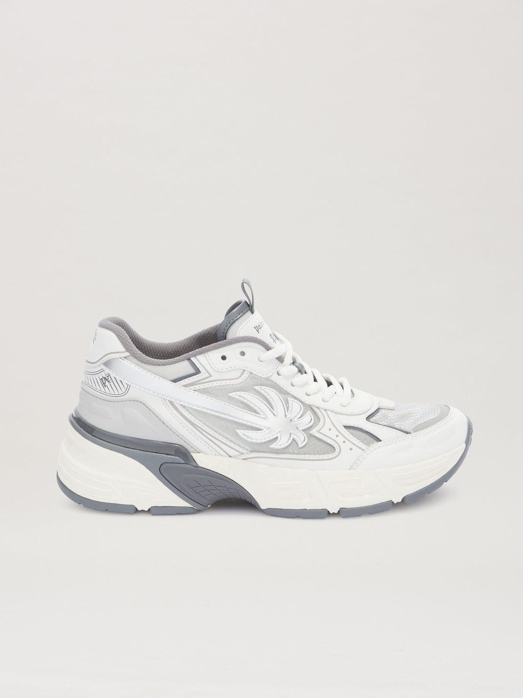PALM ANGELS  PA 4 LEATHER SNEAKERS GREY - WHITE PMIA102S25FAB001