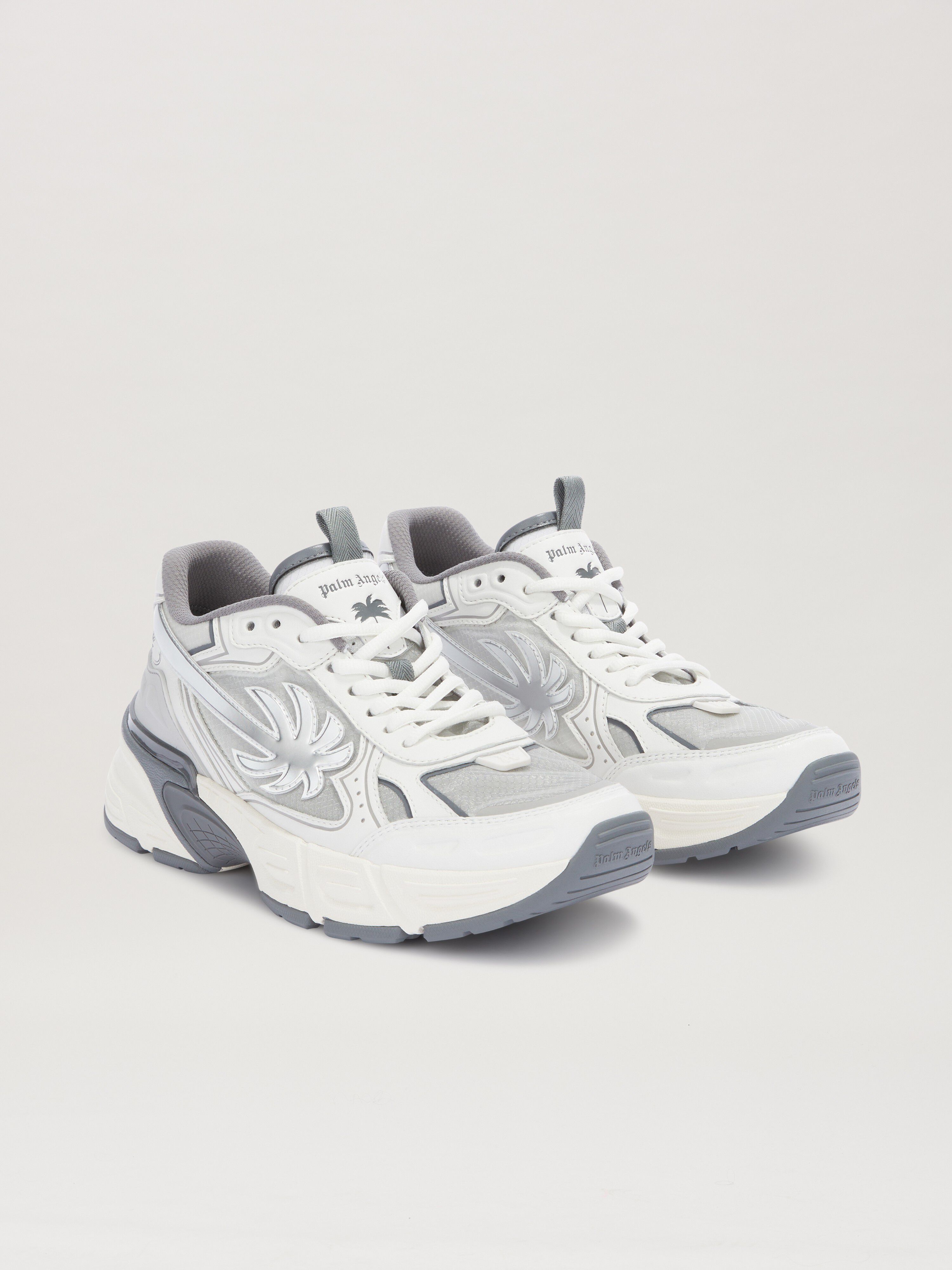 PALM ANGELS  PA 4 LEATHER SNEAKERS GREY - WHITE PMIA102S25FAB001