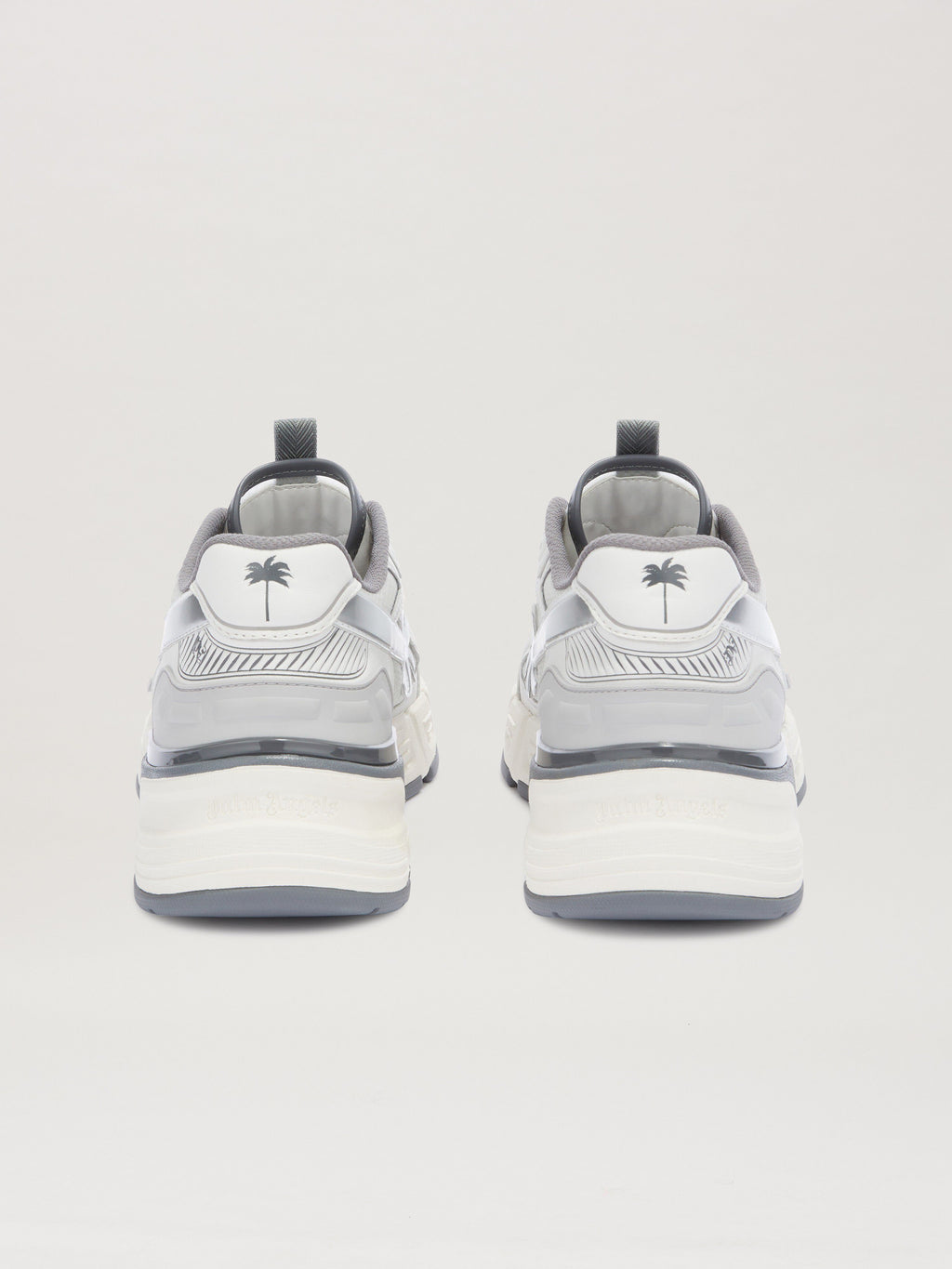 PALM ANGELS  PA 4 LEATHER SNEAKERS GREY - WHITE PMIA102S25FAB001