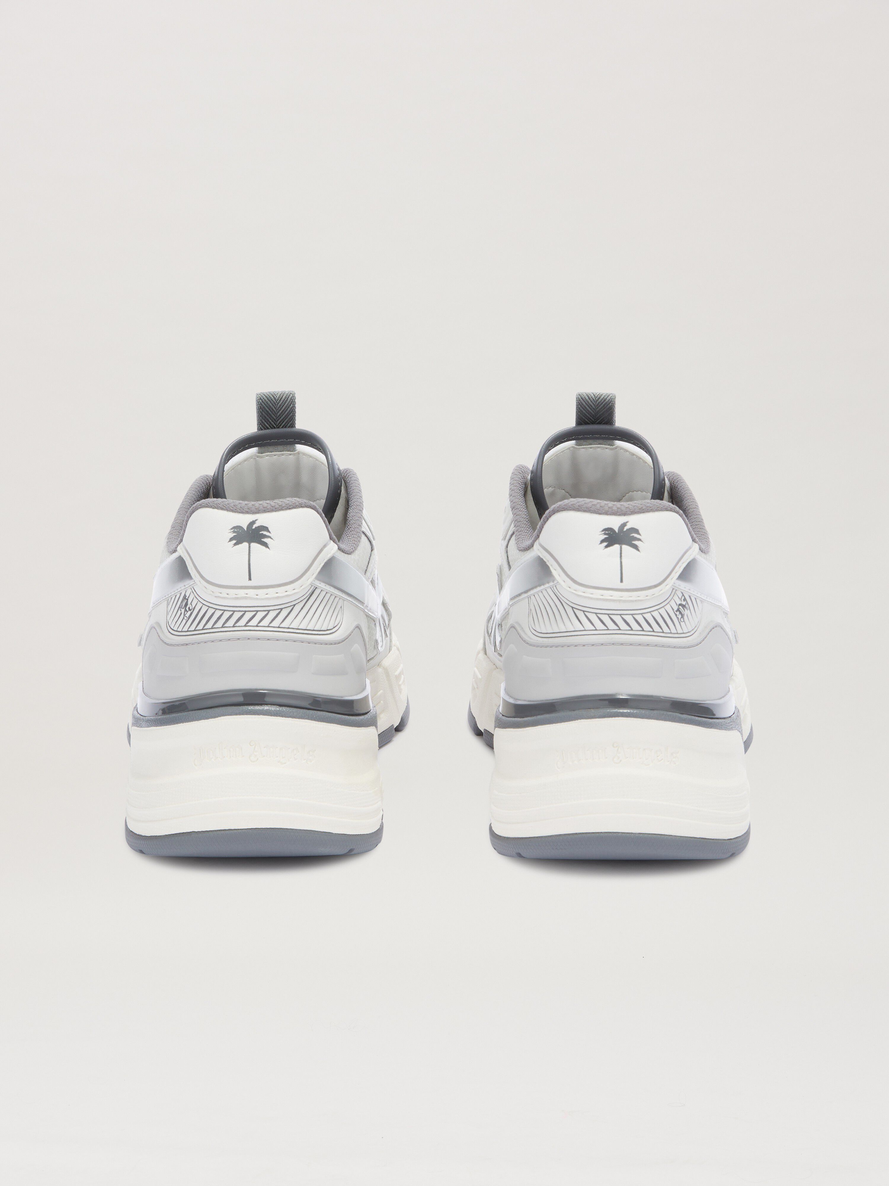PALM ANGELS  PA 4 LEATHER SNEAKERS GREY - WHITE PMIA102S25FAB001
