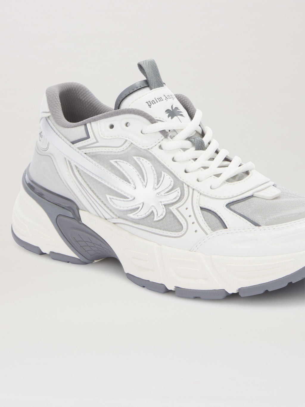 PALM ANGELS  PA 4 LEATHER SNEAKERS GREY - WHITE PMIA102S25FAB001