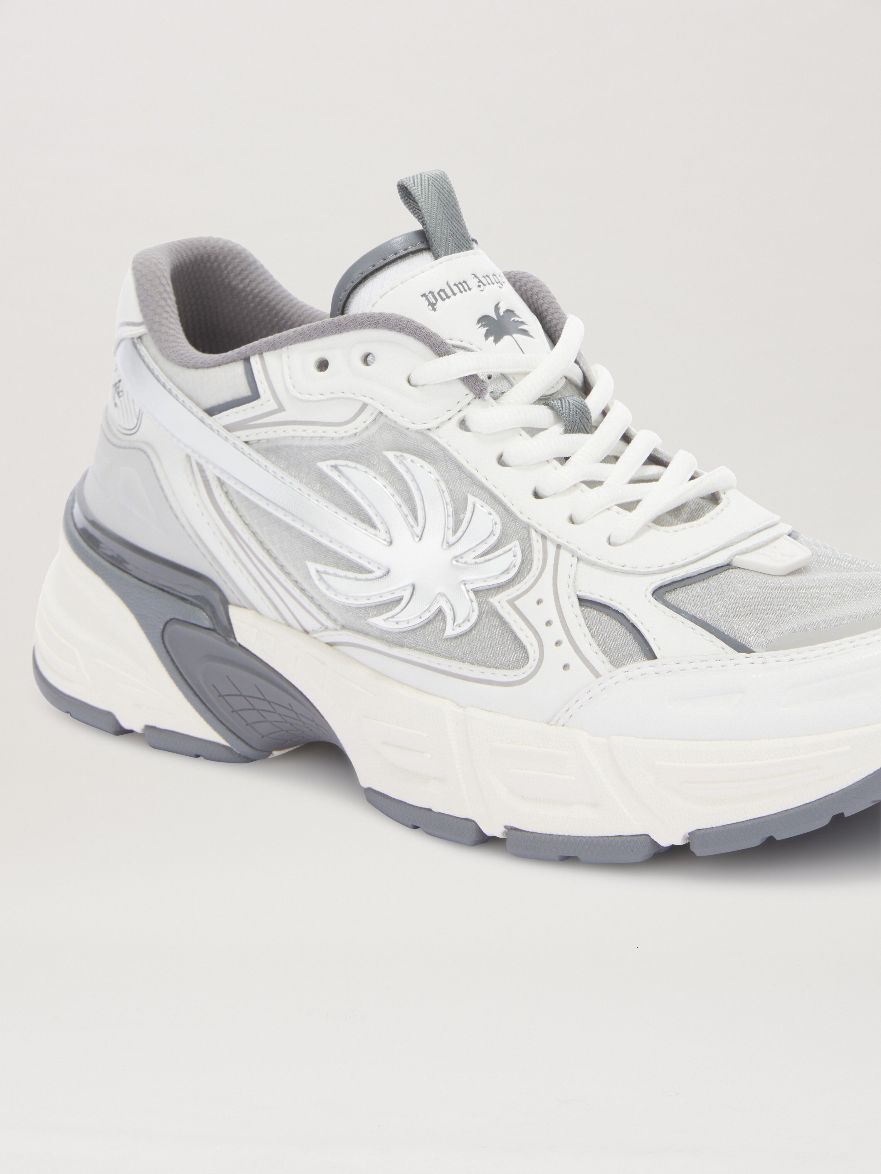 PALM ANGELS  PA 4 LEATHER SNEAKERS GREY - WHITE PMIA102S25FAB001