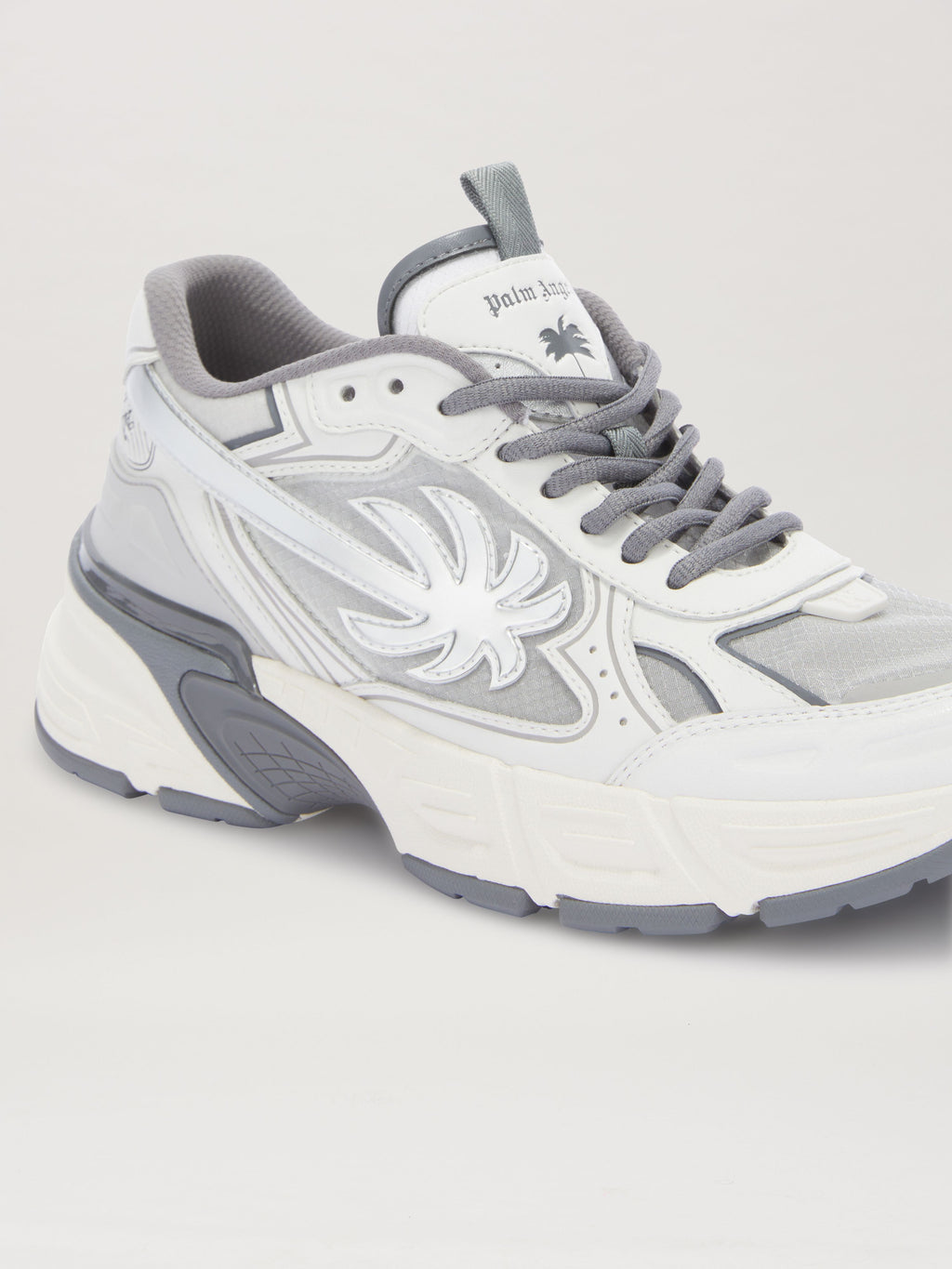 PALM ANGELS  PA 4 LEATHER SNEAKERS GREY - WHITE PMIA102S25FAB001