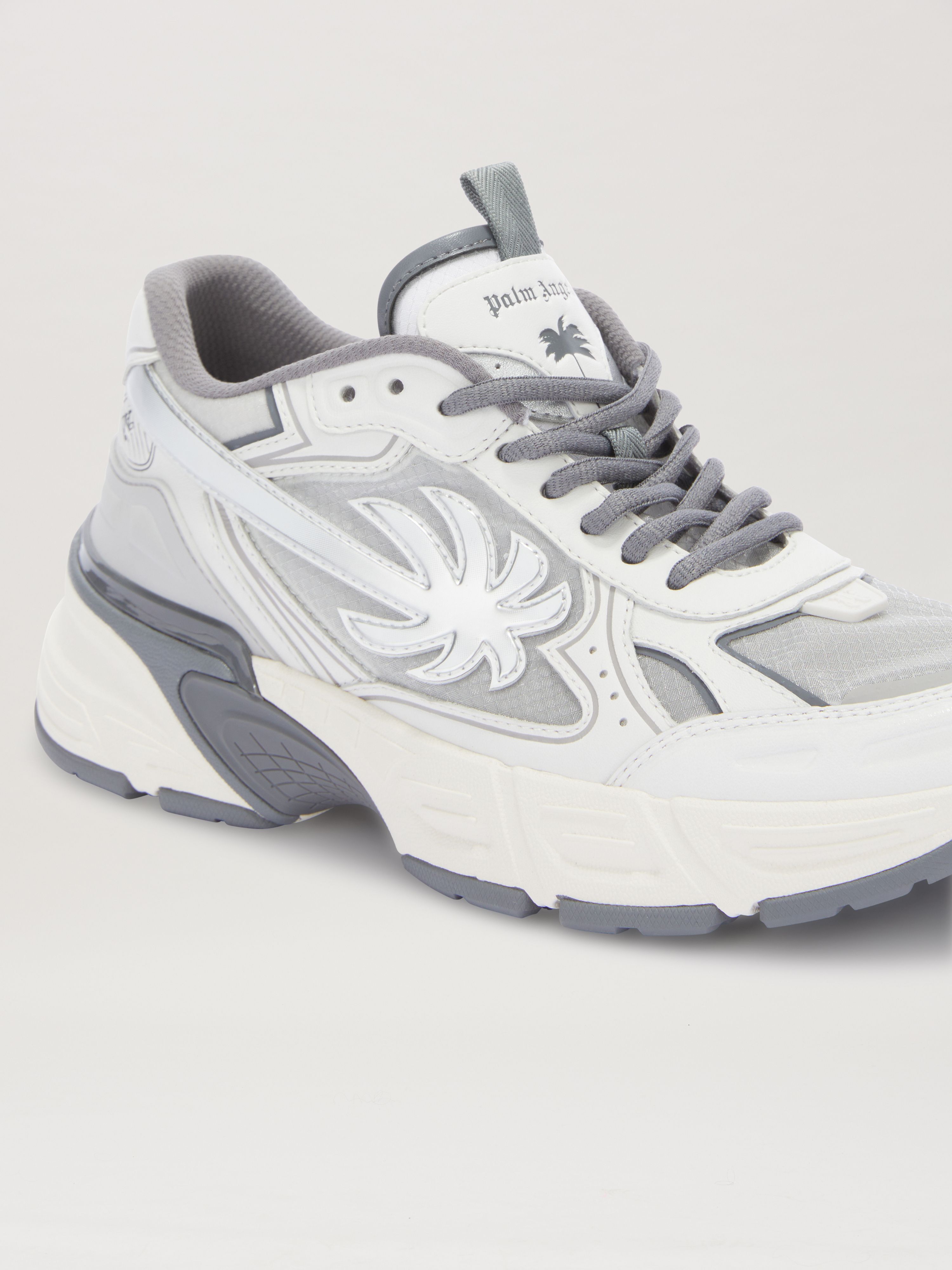 PALM ANGELS  PA 4 LEATHER SNEAKERS GREY - WHITE PMIA102S25FAB001