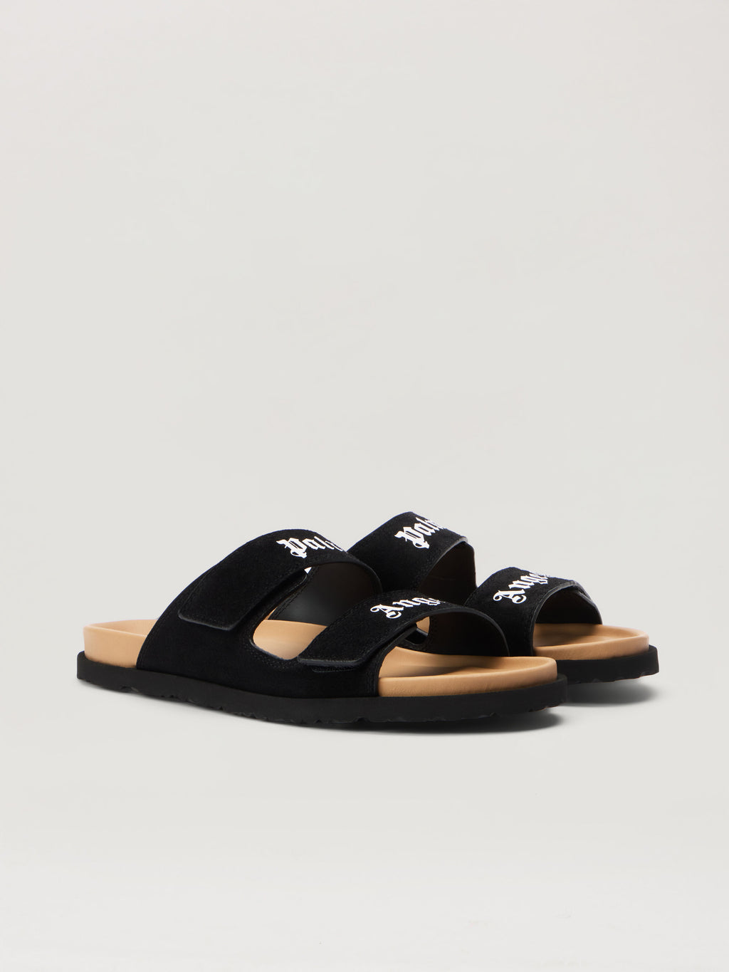 PALM ANGELS Logo Suede Sandals BLACK/CAMEL PMIH01AF25LEA001