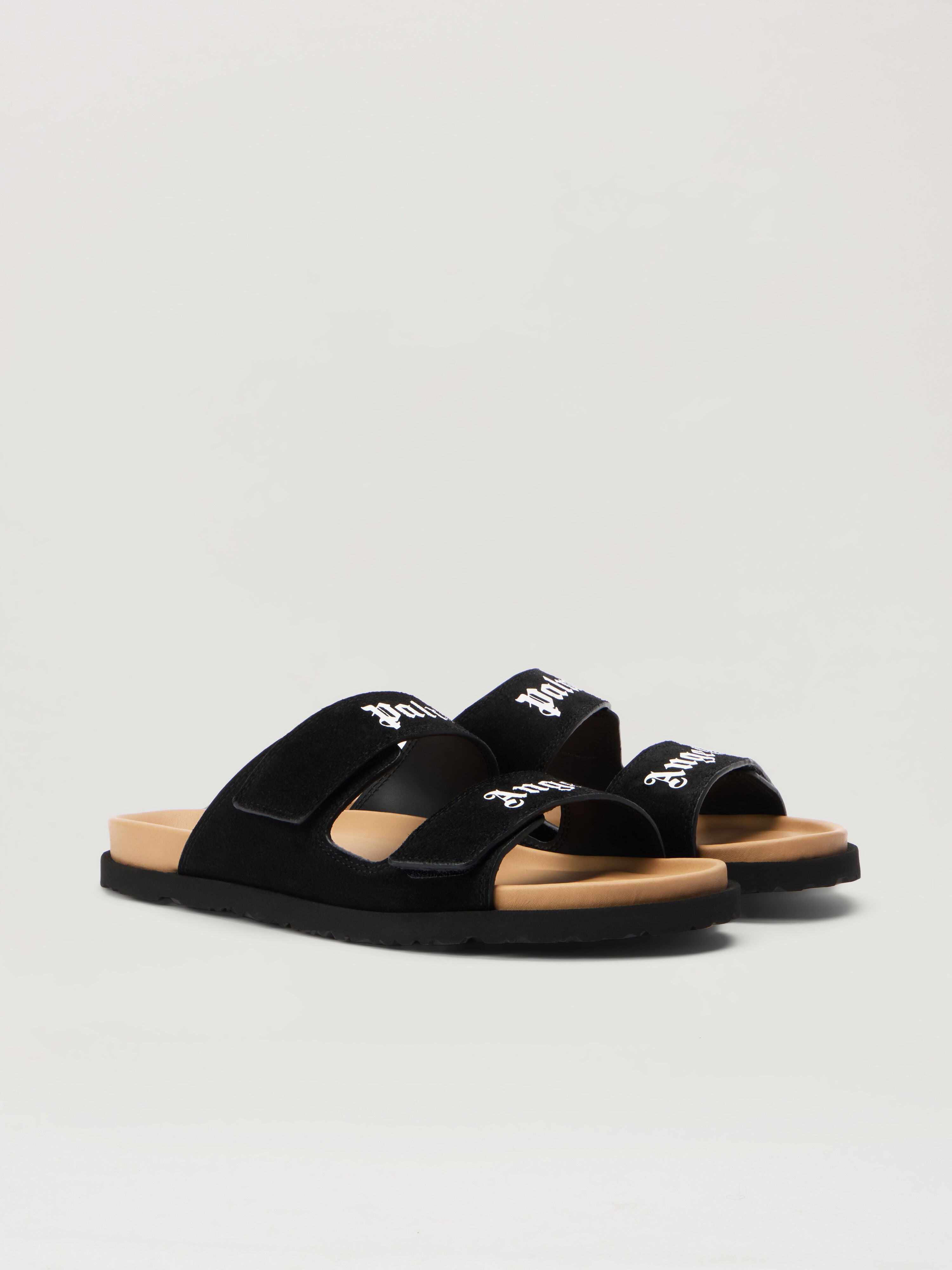 PALM ANGELS Logo Suede Sandals BLACK/CAMEL PMIH01AF25LEA001