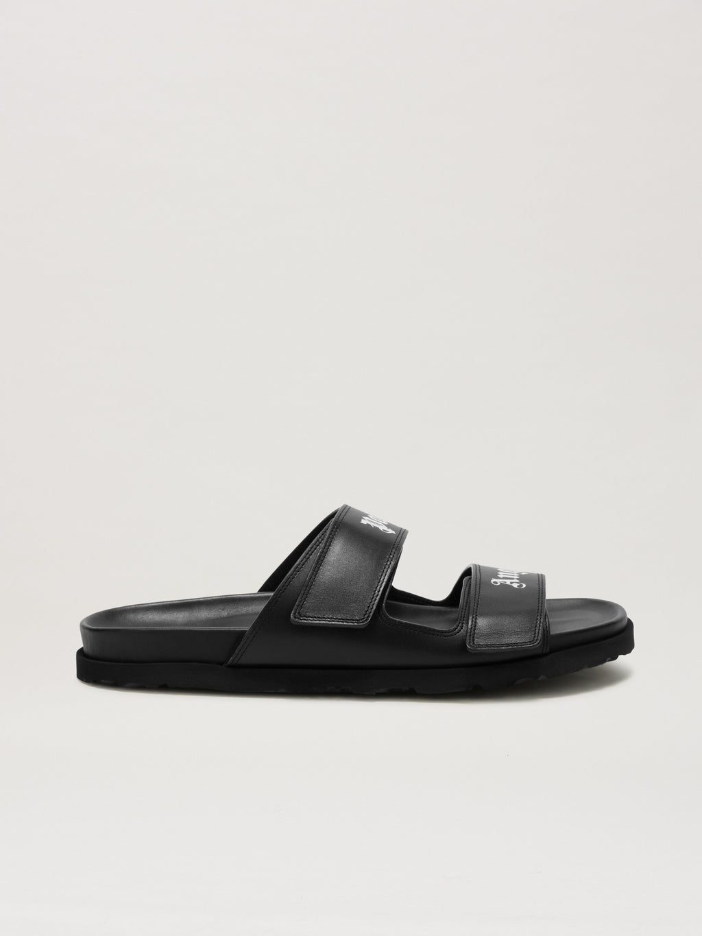 PALM ANGELS  LOGO LEATHER SANDAL BLACK - WHITE PMIH01AS25LEA001