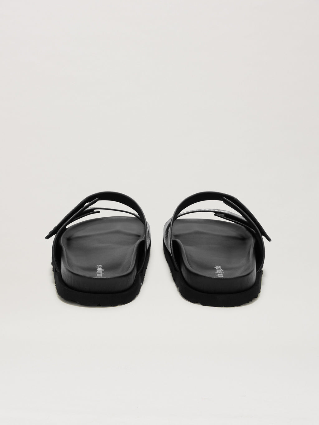 PALM ANGELS  LOGO LEATHER SANDAL BLACK - WHITE PMIH01AS25LEA001