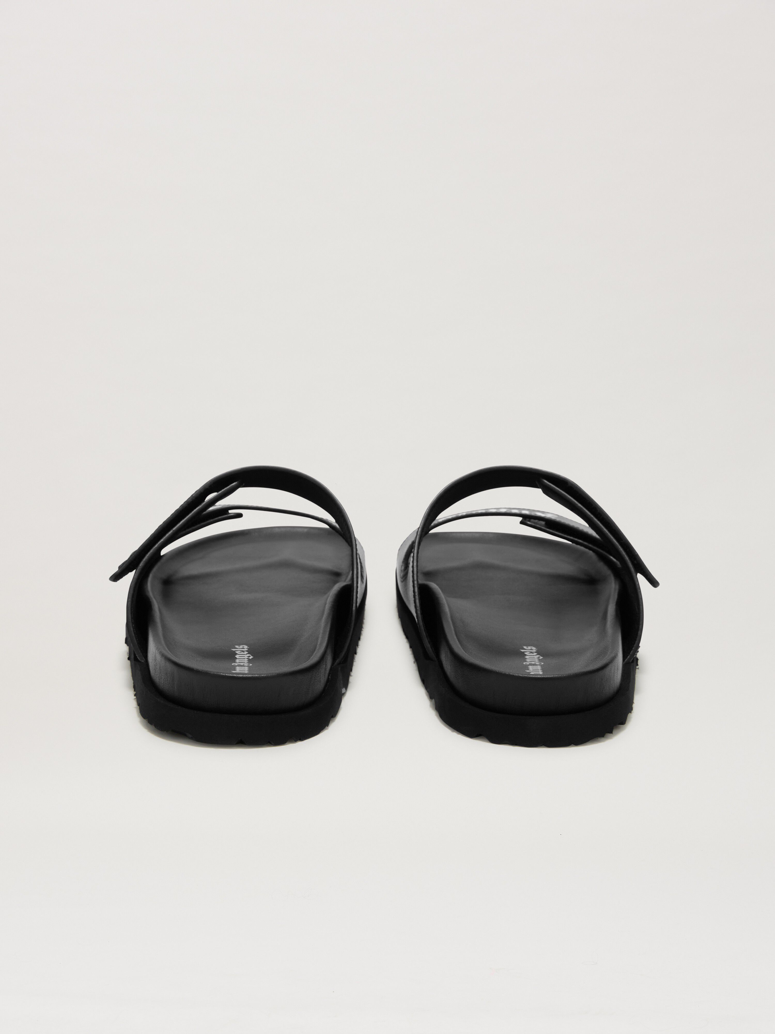 PALM ANGELS  LOGO LEATHER SANDAL BLACK - WHITE PMIH01AS25LEA001