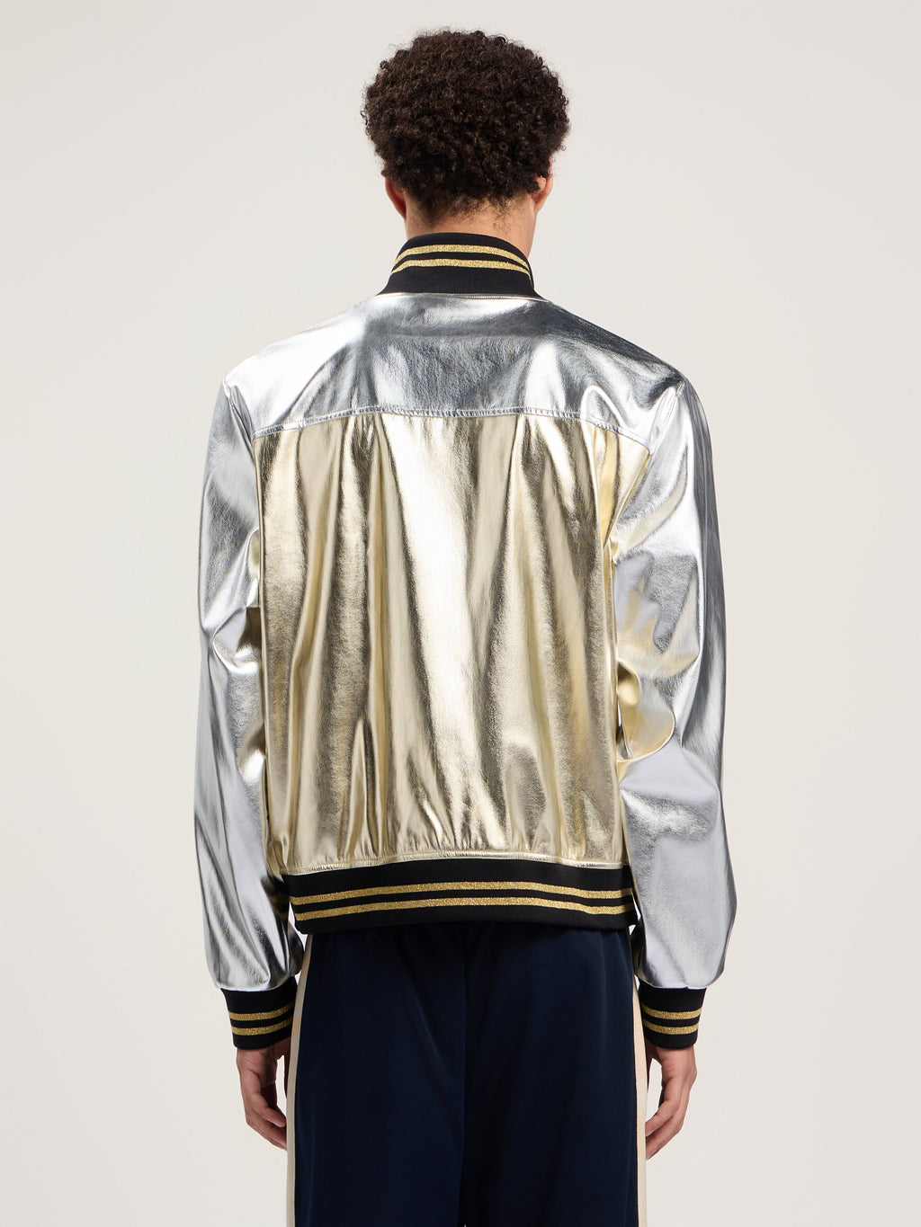 PALM ANGELS Laminated Coated Track Jacket SILVER - GOLD PMJA046F25FAB001