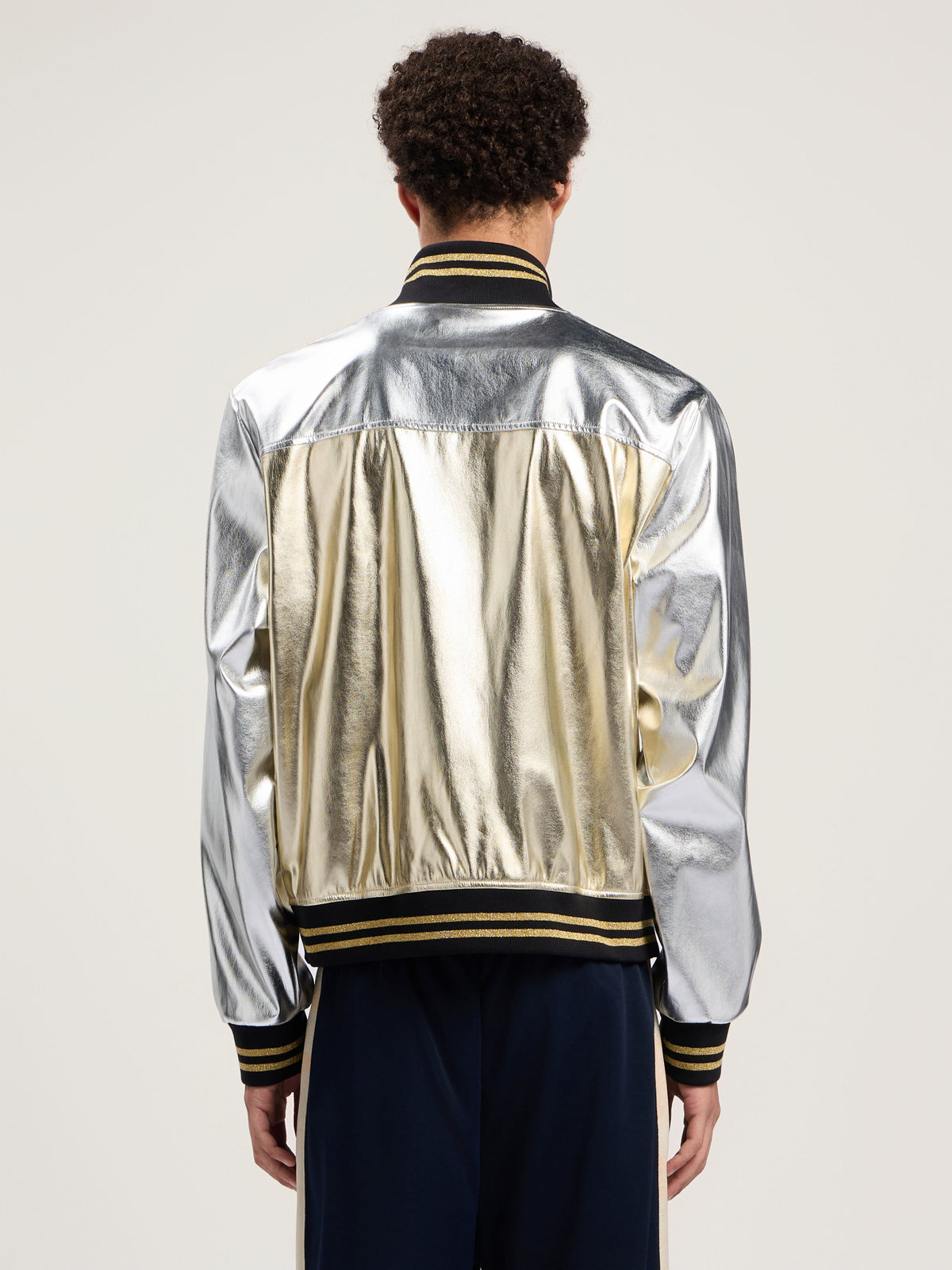 PALM ANGELS Laminated Coated Track Jacket SILVER - GOLD PMJA046F25FAB001