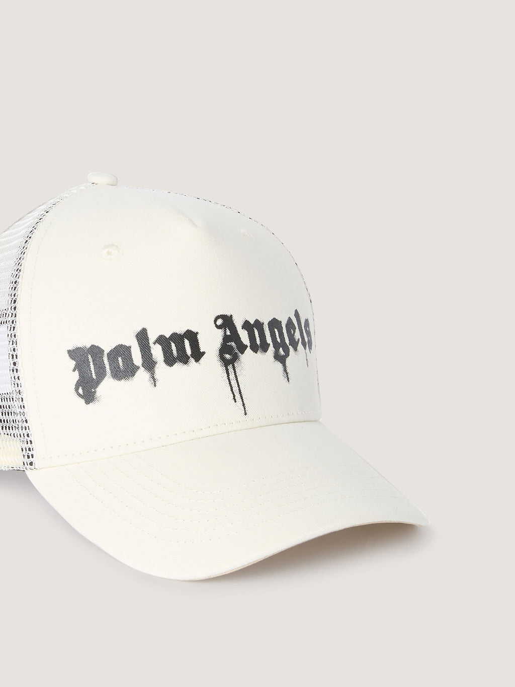 PALM ANGELS Spray Logo Trucker Cap OFF WHITE - BLACK PMLB068F25FAB002