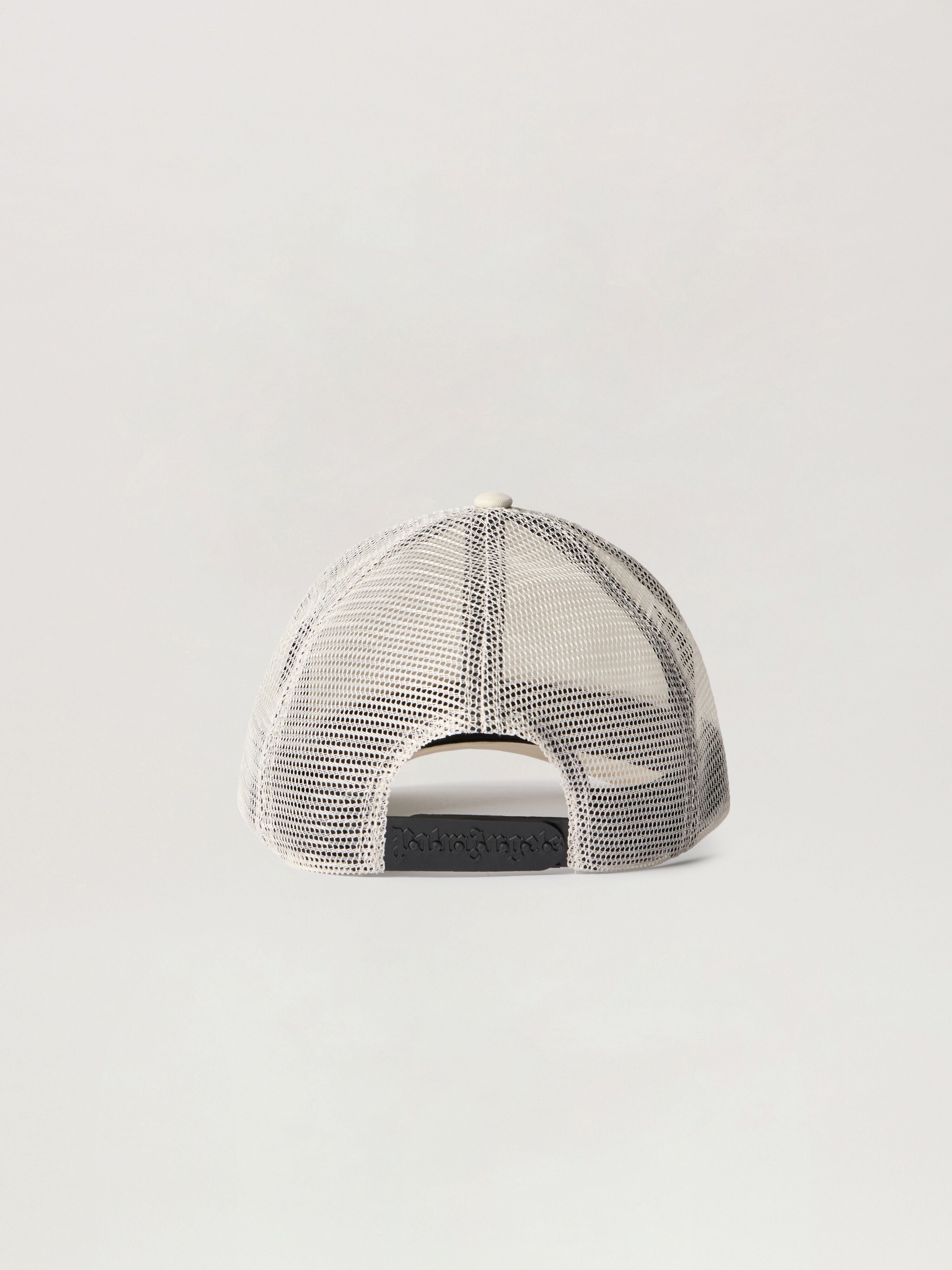 PALM ANGELS Spray Logo Trucker Cap OFF WHITE - BLACK PMLB068F25FAB002
