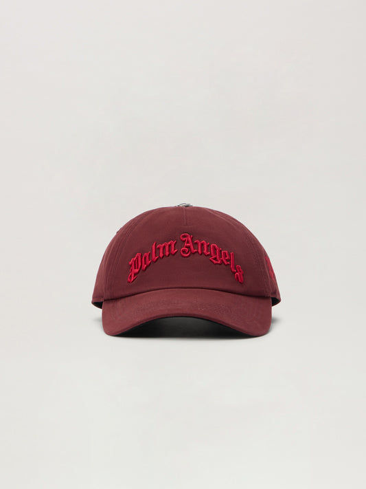 PALM ANGELS Curved Logo Cap BURGUNDY - RED PMLB104F25FAB003