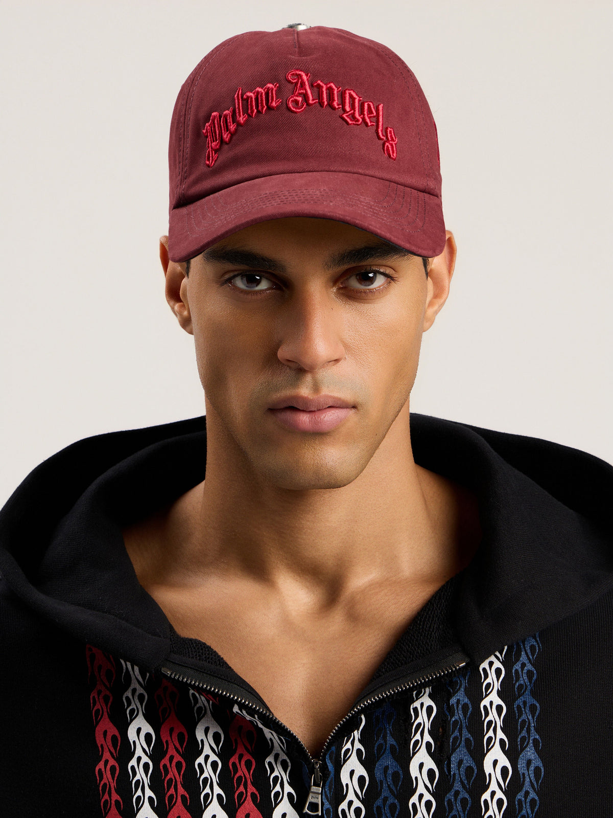 PALM ANGELS Curved Logo Cap BURGUNDY - RED PMLB104F25FAB003
