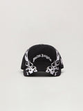 PALM ANGELS Curved Logo Flames Cap BLACK - LIGHT GREY PMLB104F25FAB006