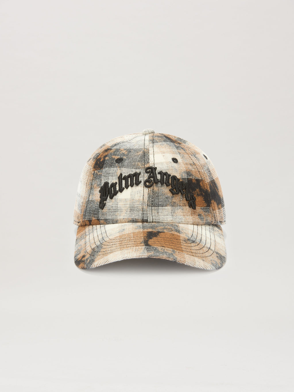 PALM ANGELS  CURVED LOGO CHECK CAP GREY - BLACK PMLB104S25FAB002
