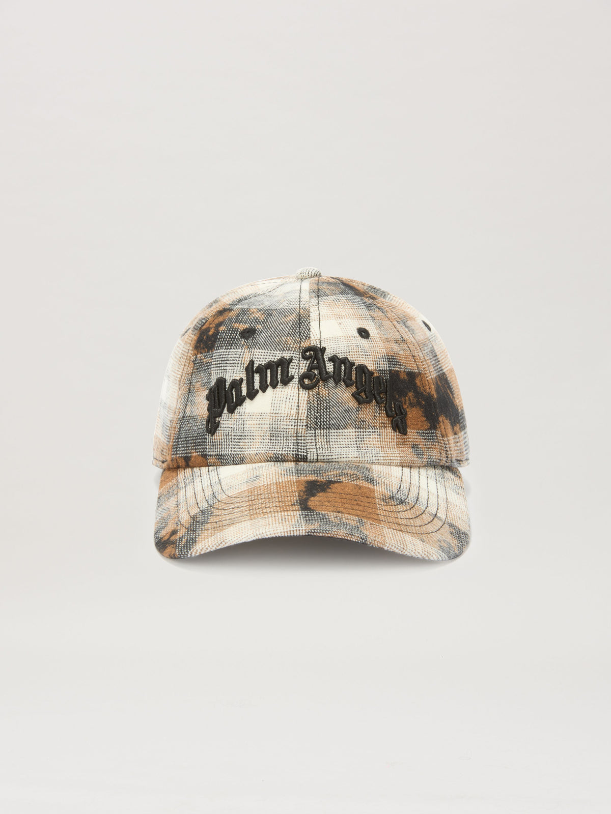 PALM ANGELS  CURVED LOGO CHECK CAP GREY - BLACK PMLB104S25FAB002