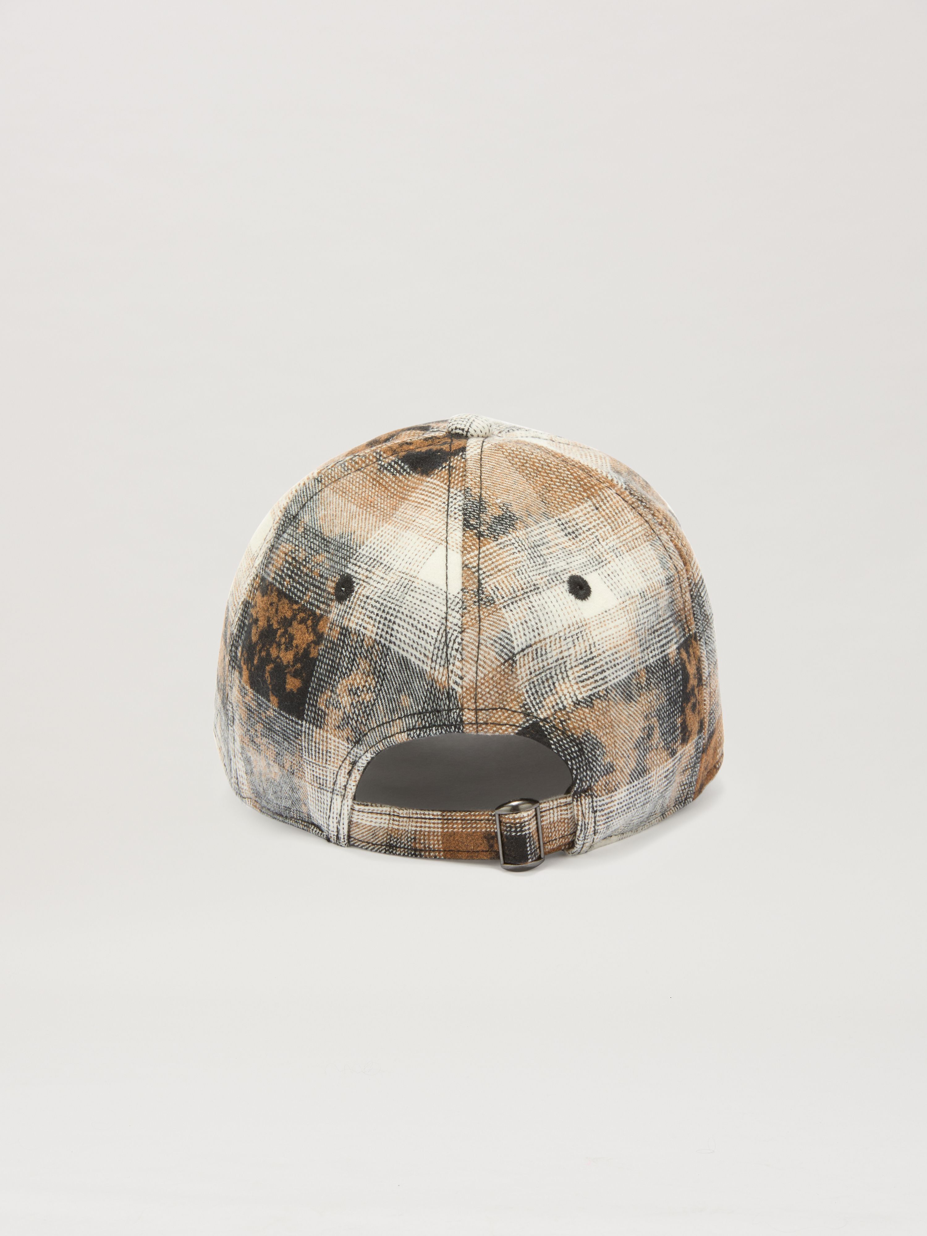 PALM ANGELS  CURVED LOGO CHECK CAP GREY - BLACK PMLB104S25FAB002