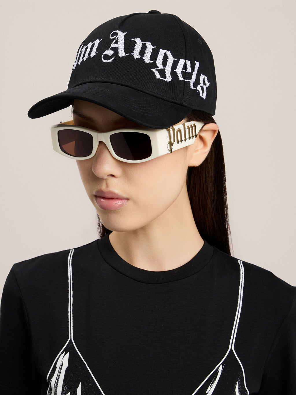 PALM ANGELS Overlogo Cap BLACK OFF WHITE PMLB104S26FAB003
