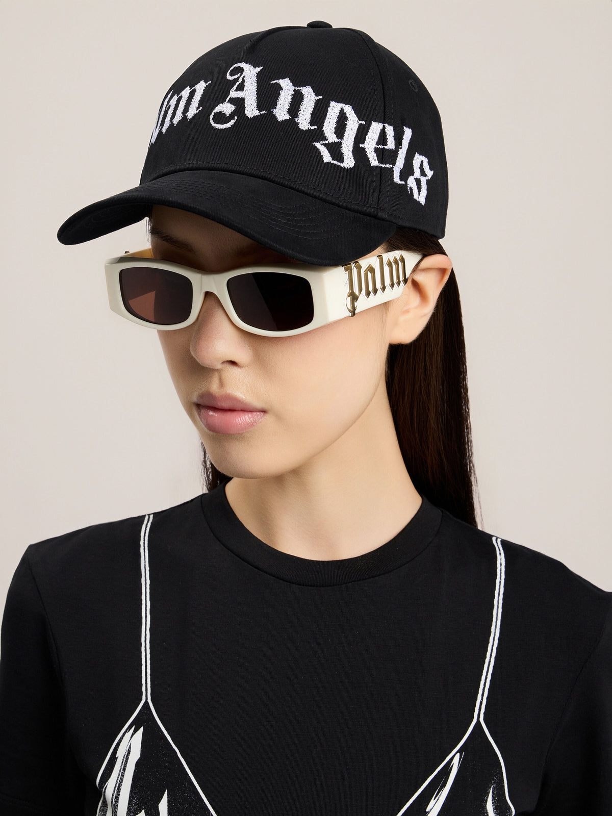 PALM ANGELS Overlogo Cap BLACK OFF WHITE PMLB104S26FAB003