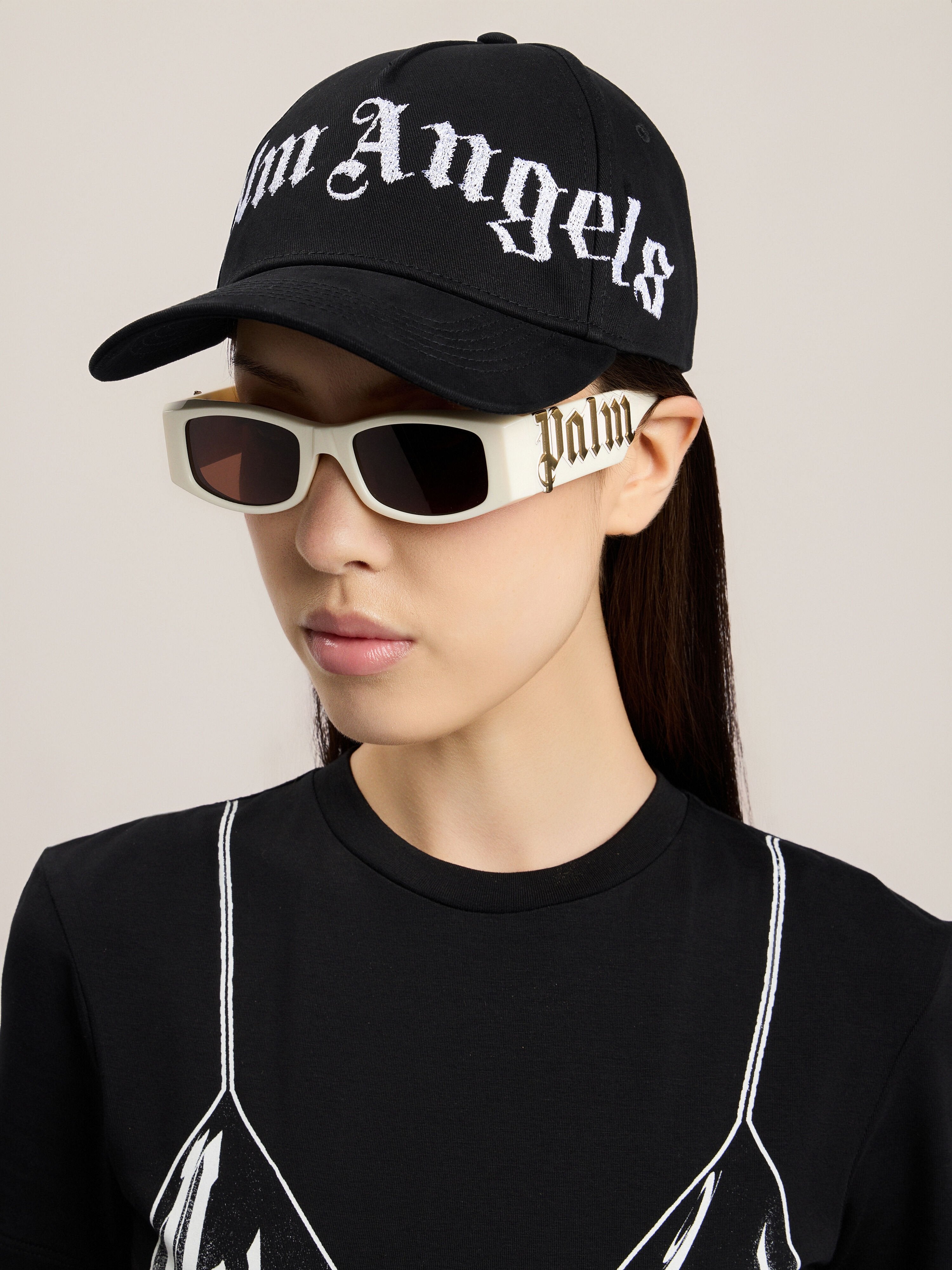 PALM ANGELS Overlogo Cap BLACK OFF WHITE PMLB104S26FAB003