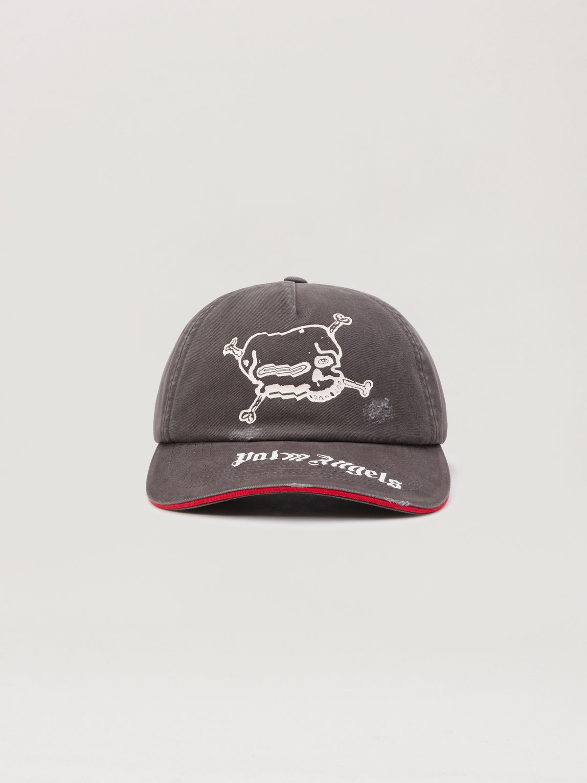 PALM ANGELS Skull Logo Cap DARK GREY OFF WHITE PMLB104S26FAB006