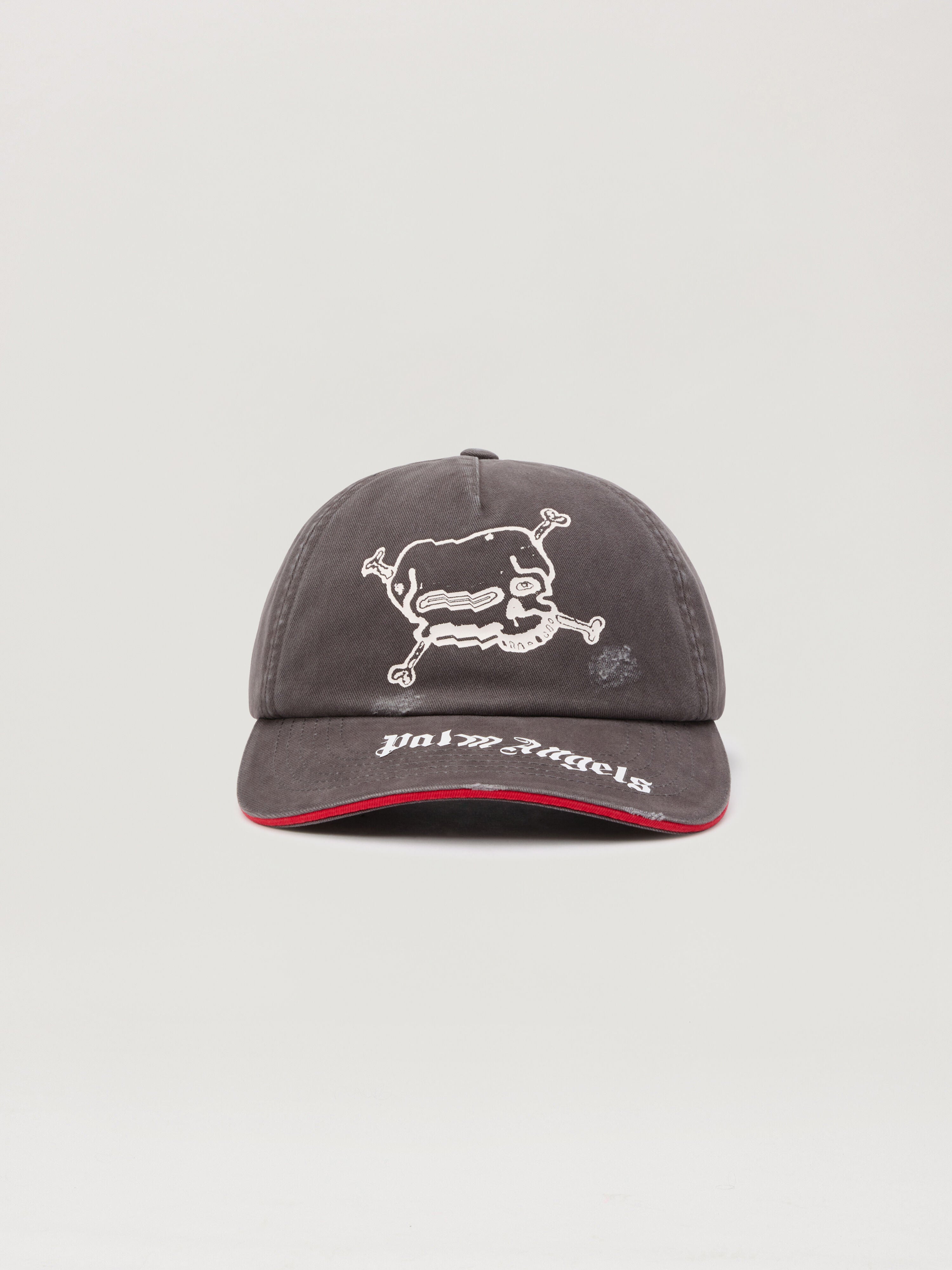 PALM ANGELS Skull Logo Cap DARK GREY OFF WHITE PMLB104S26FAB006