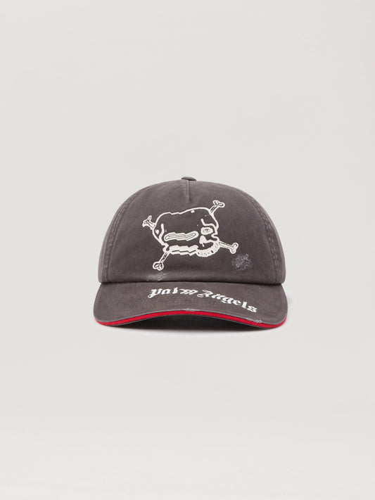 PALM ANGELS Skull Logo Cap DARK GREY OFF WHITE PMLB104S26FAB006