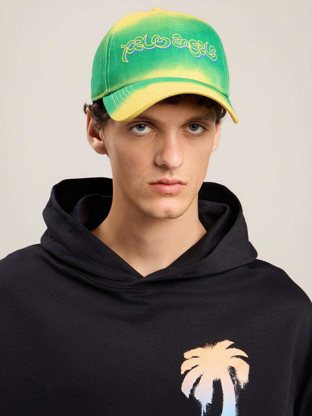 PALM ANGELS Thai Logo Tie Dye Cap YELLOW GREEN PMLB104S26FAB00A