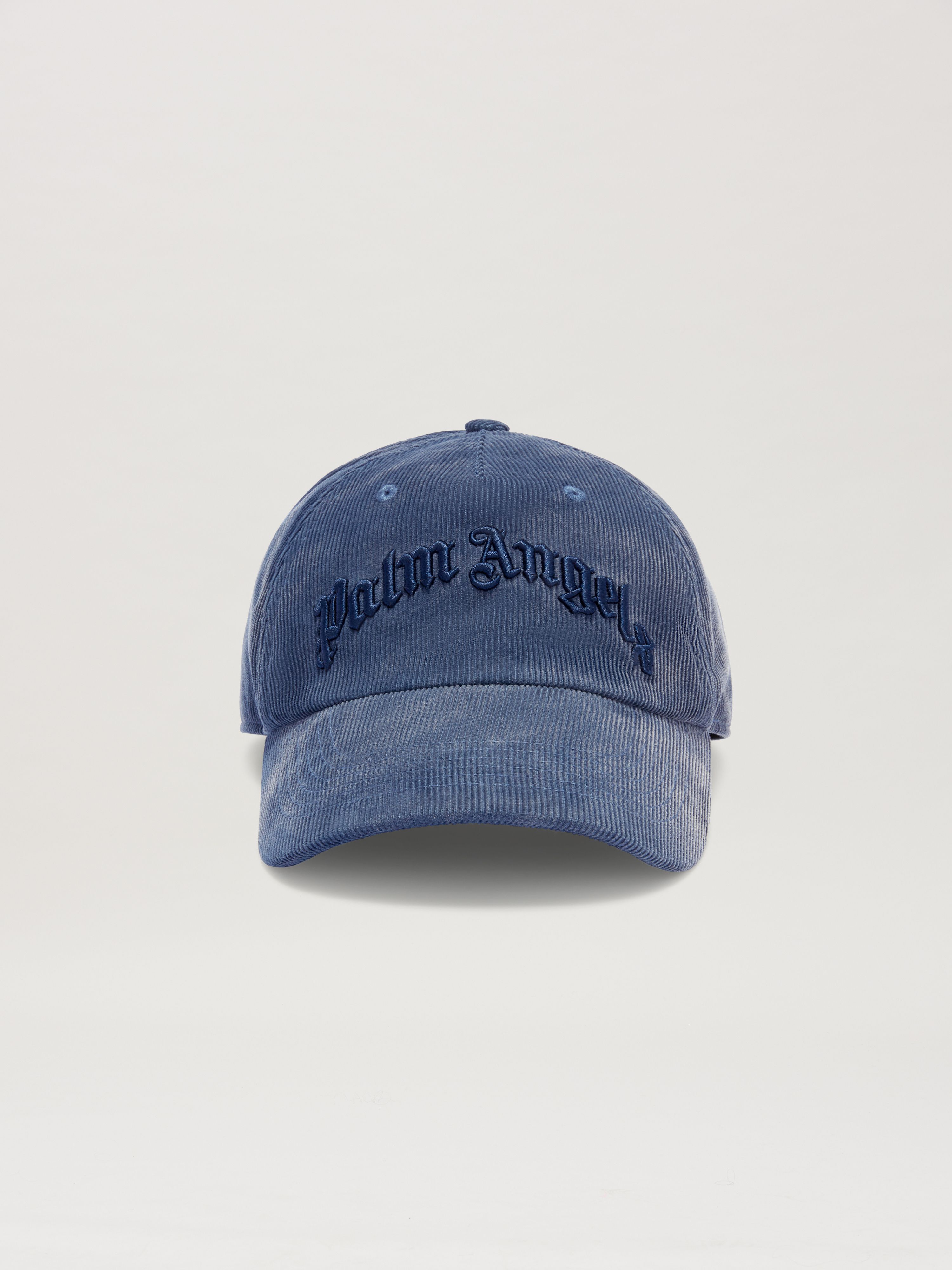 PALM ANGELS  CURVED LOGO CORDUROY CAP VINTAGE BLACK - VINTAGE BLACK - WHITE PMLB108S25FAB002