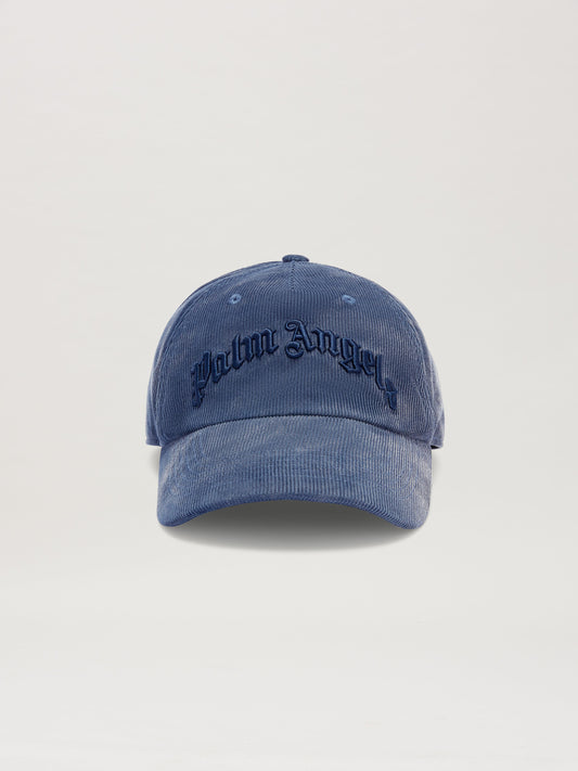 PALM ANGELS  CURVED LOGO CORDUROY CAP VINTAGE BLACK - VINTAGE BLACK - WHITE PMLB108S25FAB002