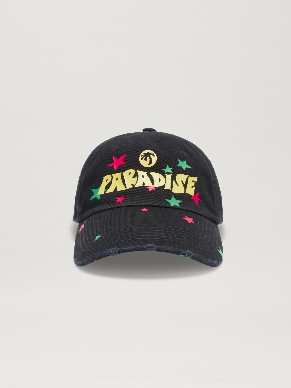 PALM ANGELS  PARADISE PALM CAP BLACK - YELLOW PMLB108S25FAB003