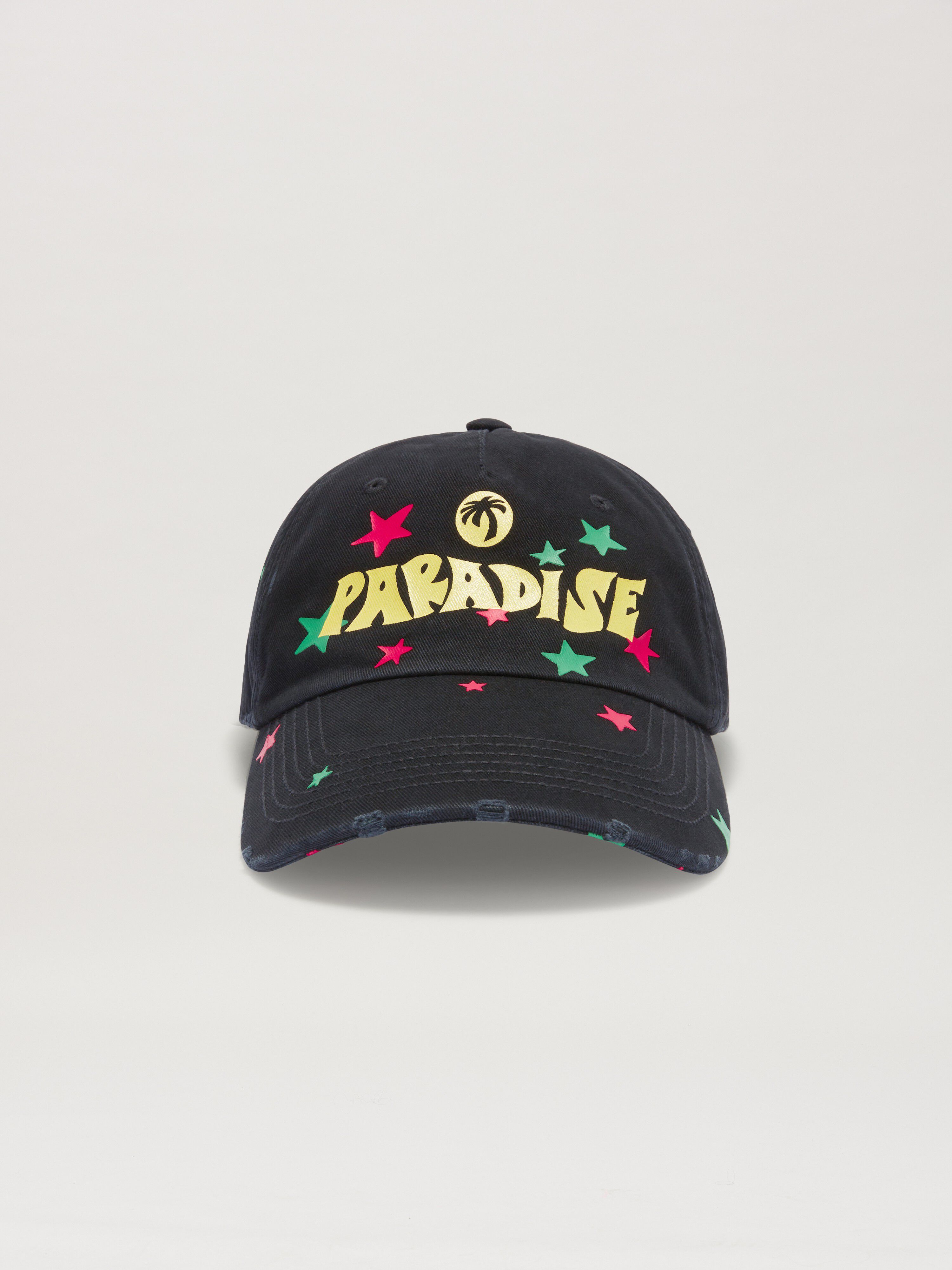 PALM ANGELS  PARADISE PALM CAP BLACK - YELLOW PMLB108S25FAB003