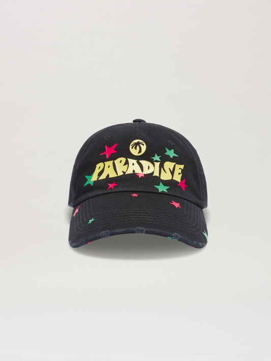 PALM ANGELS  PARADISE PALM CAP BLACK - YELLOW PMLB108S25FAB003