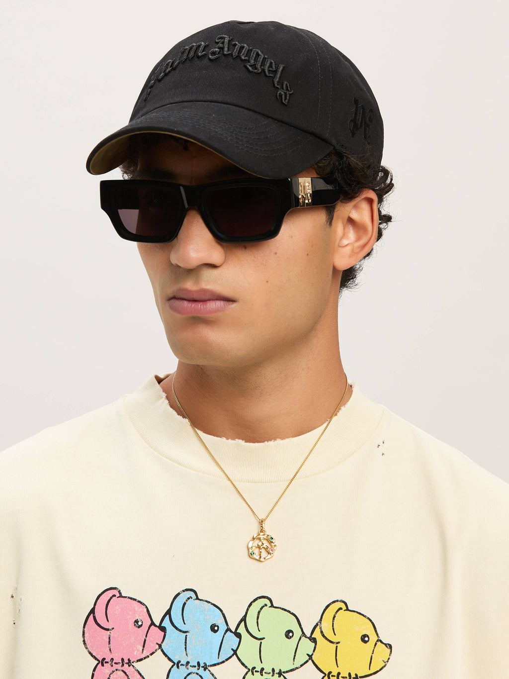 PALM ANGELS  CURVED LOGO CAP BLACK - BLACK PMLB10AS25FAB001