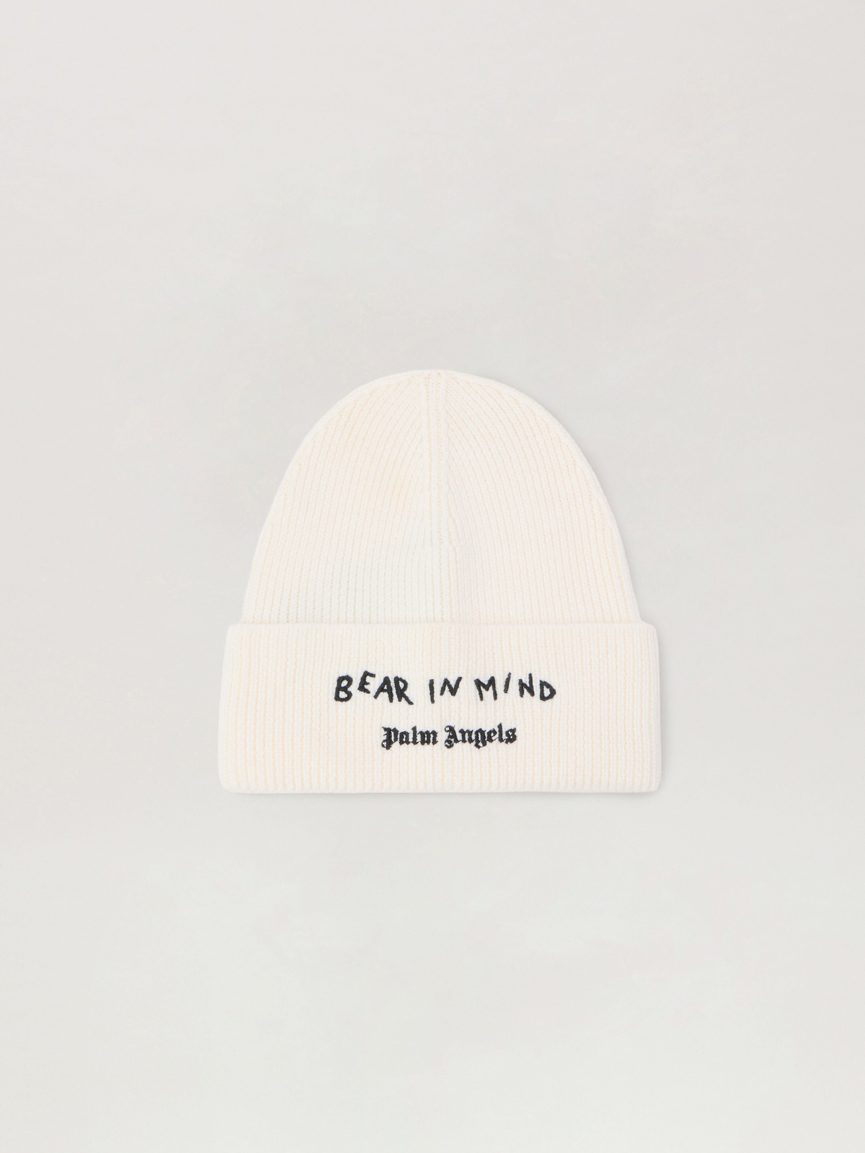 PALM ANGELS Bear In Mind Beanie OFF WHITE - BROWN PMLC030F25KNI001