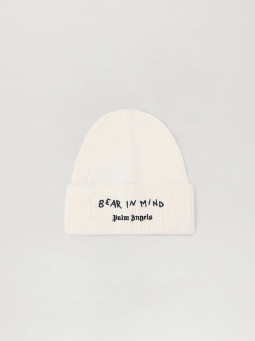 PALM ANGELS Bear In Mind Beanie OFF WHITE - BROWN PMLC030F25KNI001