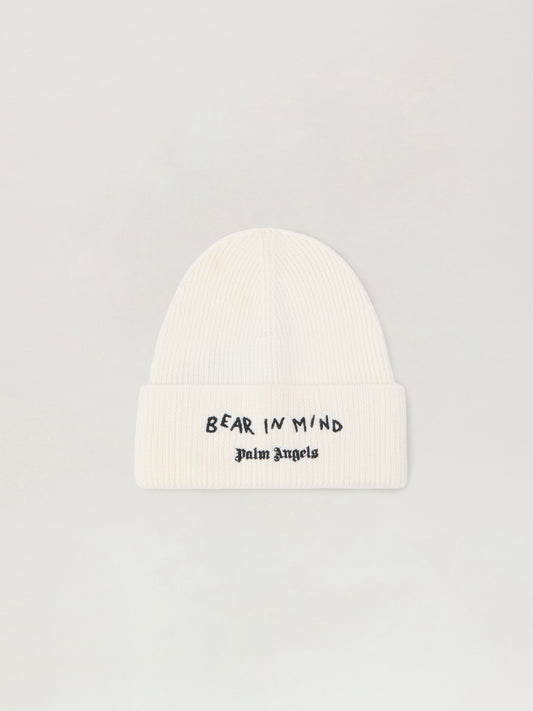 PALM ANGELS Bear In Mind Beanie OFF WHITE - BROWN PMLC030F25KNI001