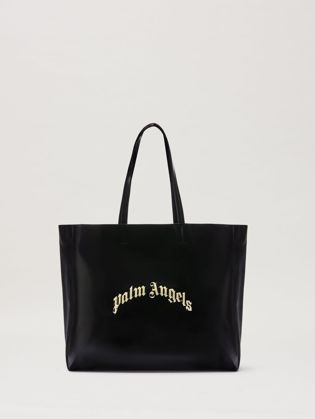 PALM ANGELS  SHINY CURVED LOGO SHOPPING BA BLACK/PEAR BLACK/PEARL PMNA07BS25FAB001