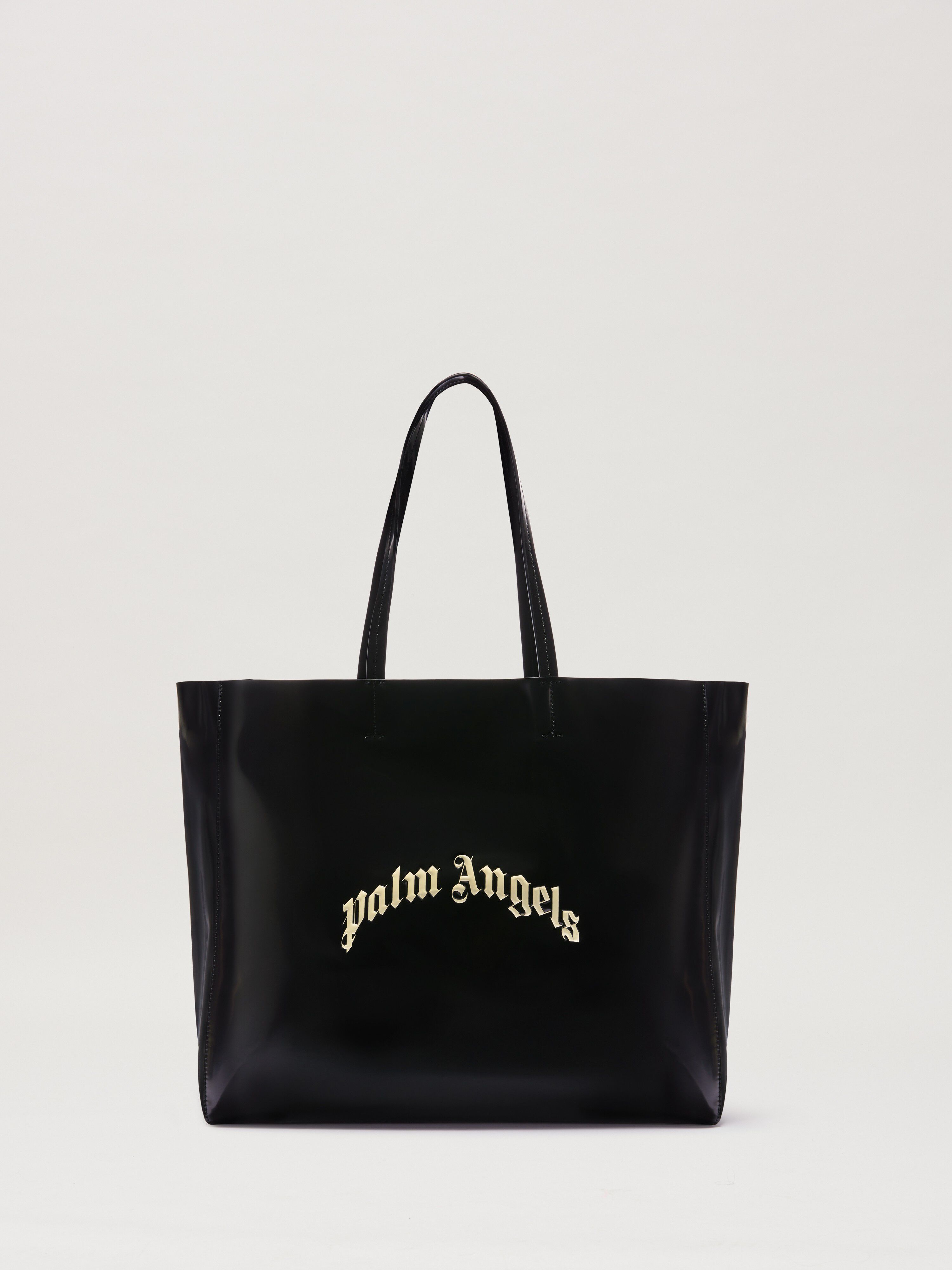 PALM ANGELS  SHINY CURVED LOGO SHOPPING BA BLACK/PEAR BLACK/PEARL PMNA07BS25FAB001