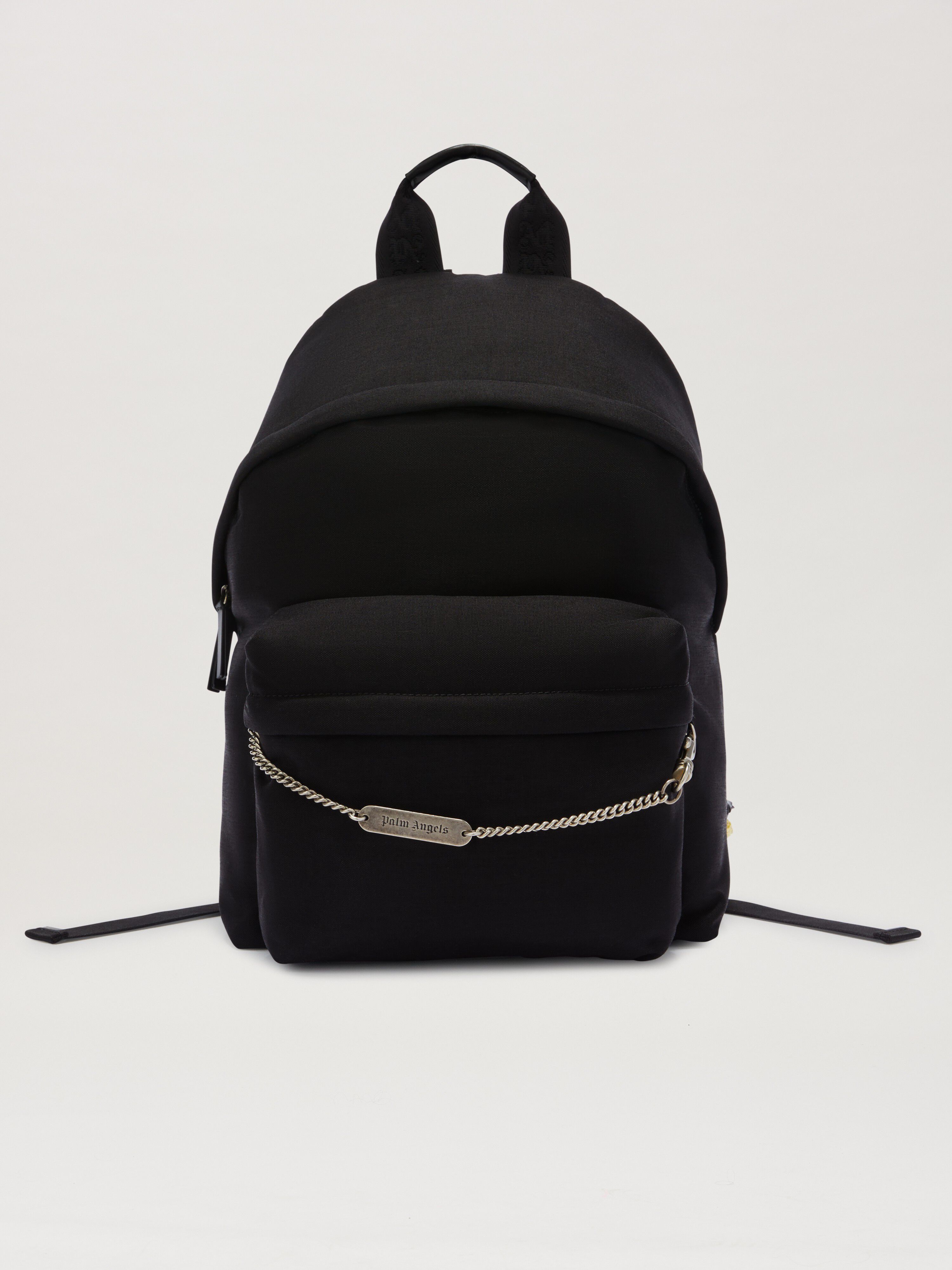 PALM ANGELS  LOGO PLATE BACKPACK BLACK PMNB026S25FAB001