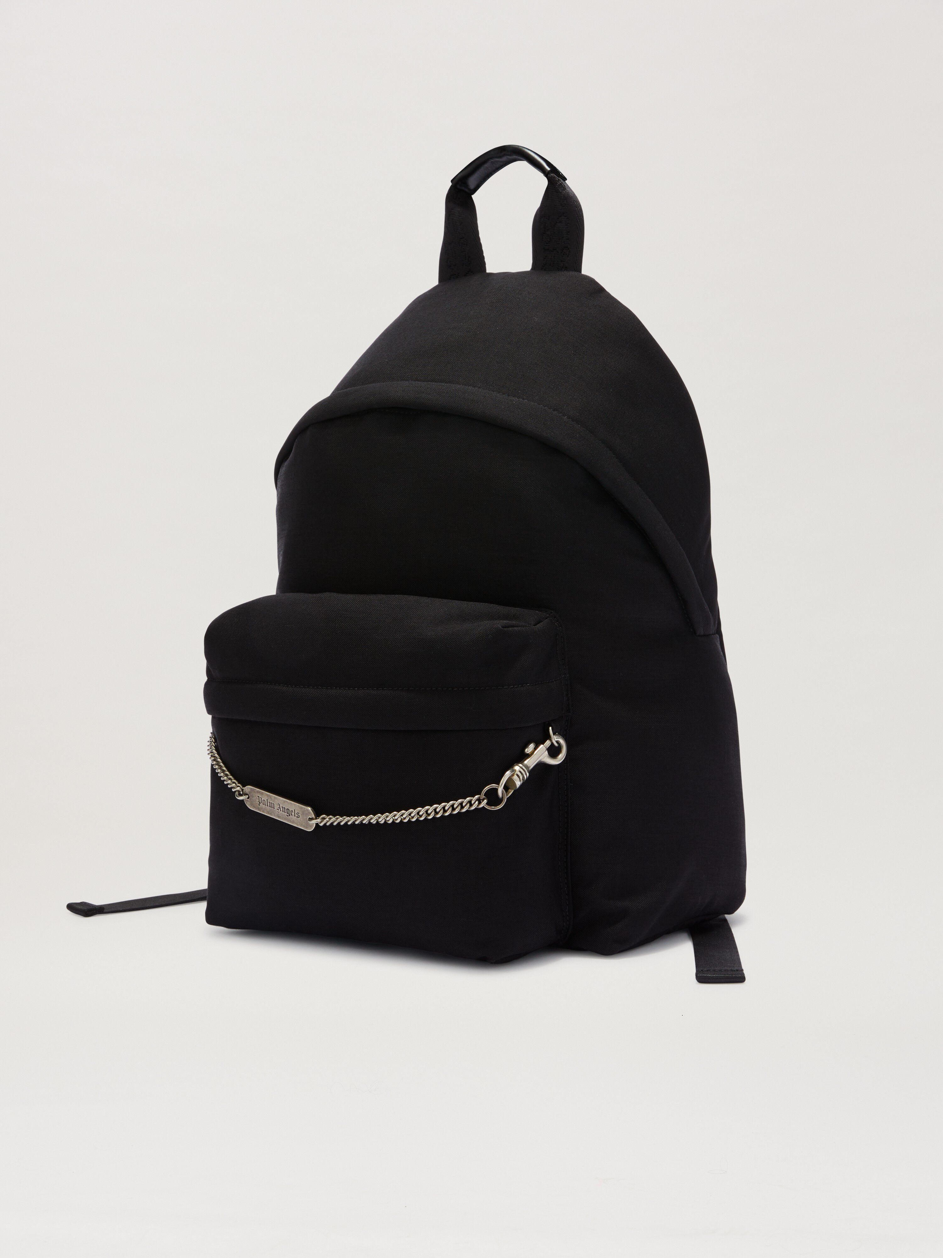 PALM ANGELS  LOGO PLATE BACKPACK BLACK PMNB026S25FAB001