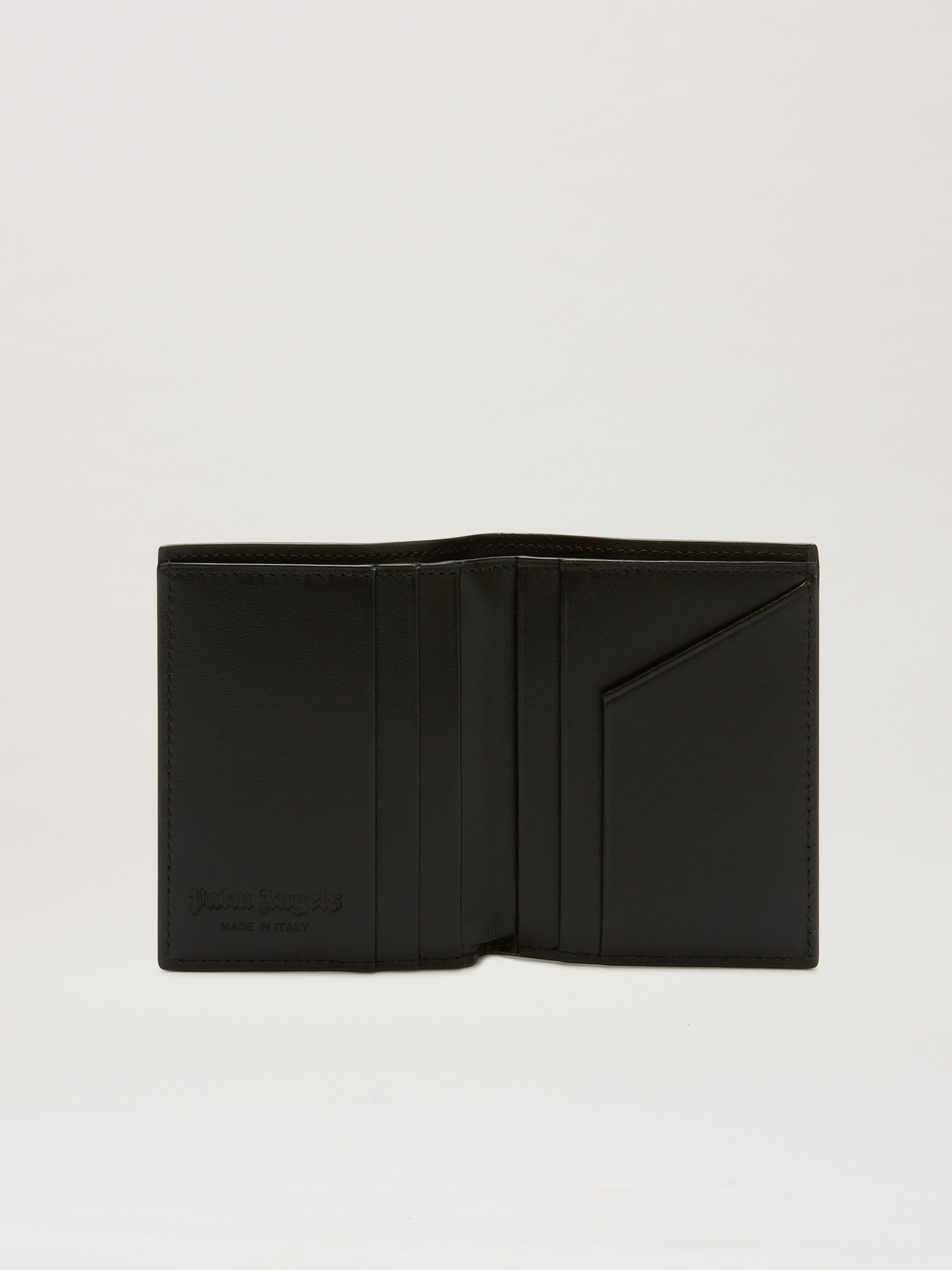 PALM ANGELS  CURVED LOGO BIFOLD WALLET BLACK PMNC024S25FAB001